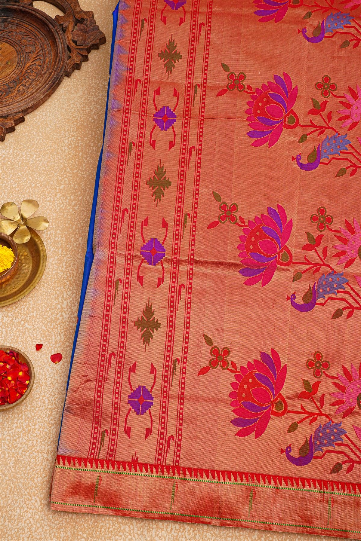 Paithani Silk Royal Blue Saree
