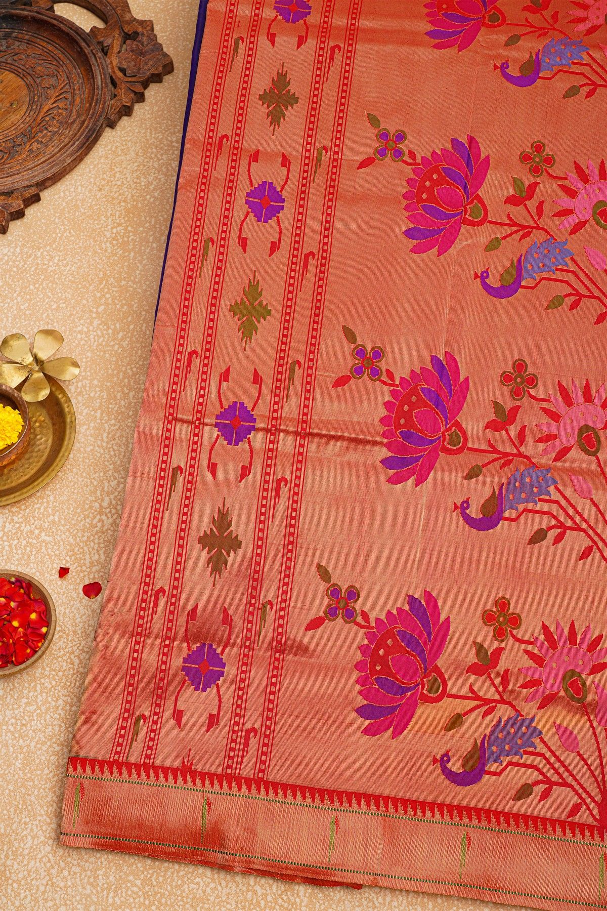 Paithani Silk Navy Blue Saree