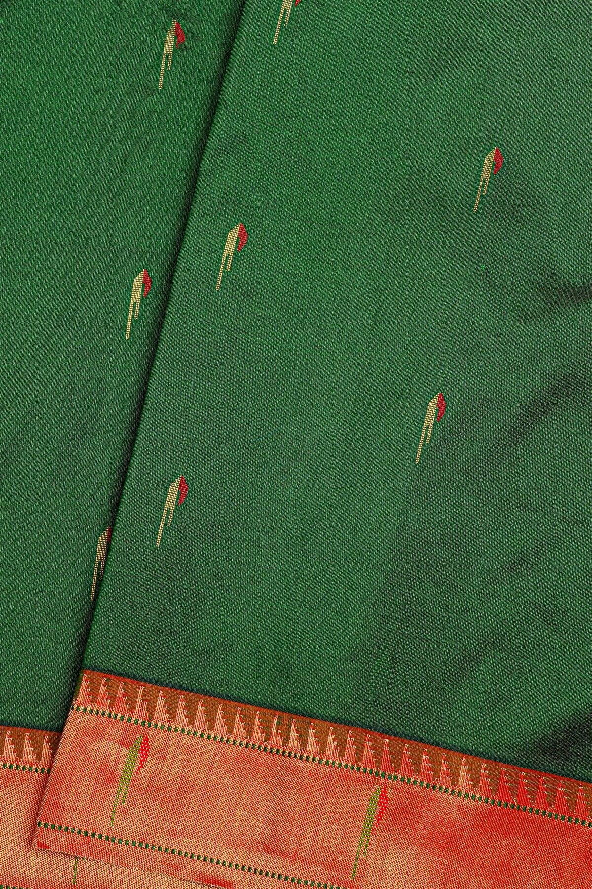 Paithani Silk Bottle Green Saree