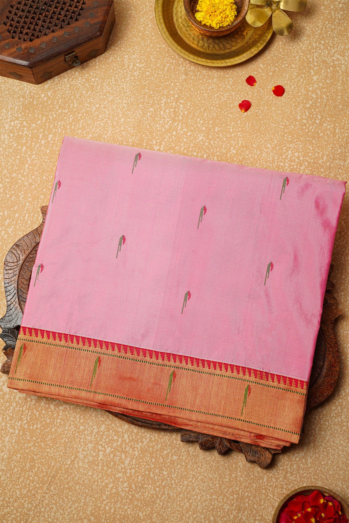 Paithani Silk Baby Pink Saree