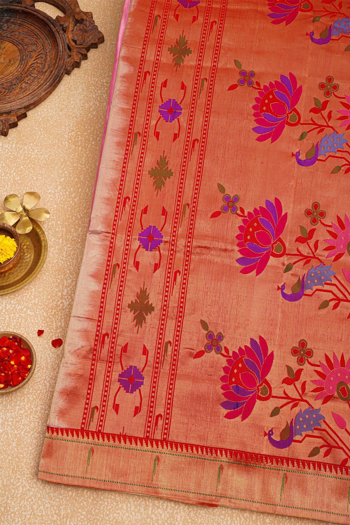 Paithani Silk Baby Pink Saree