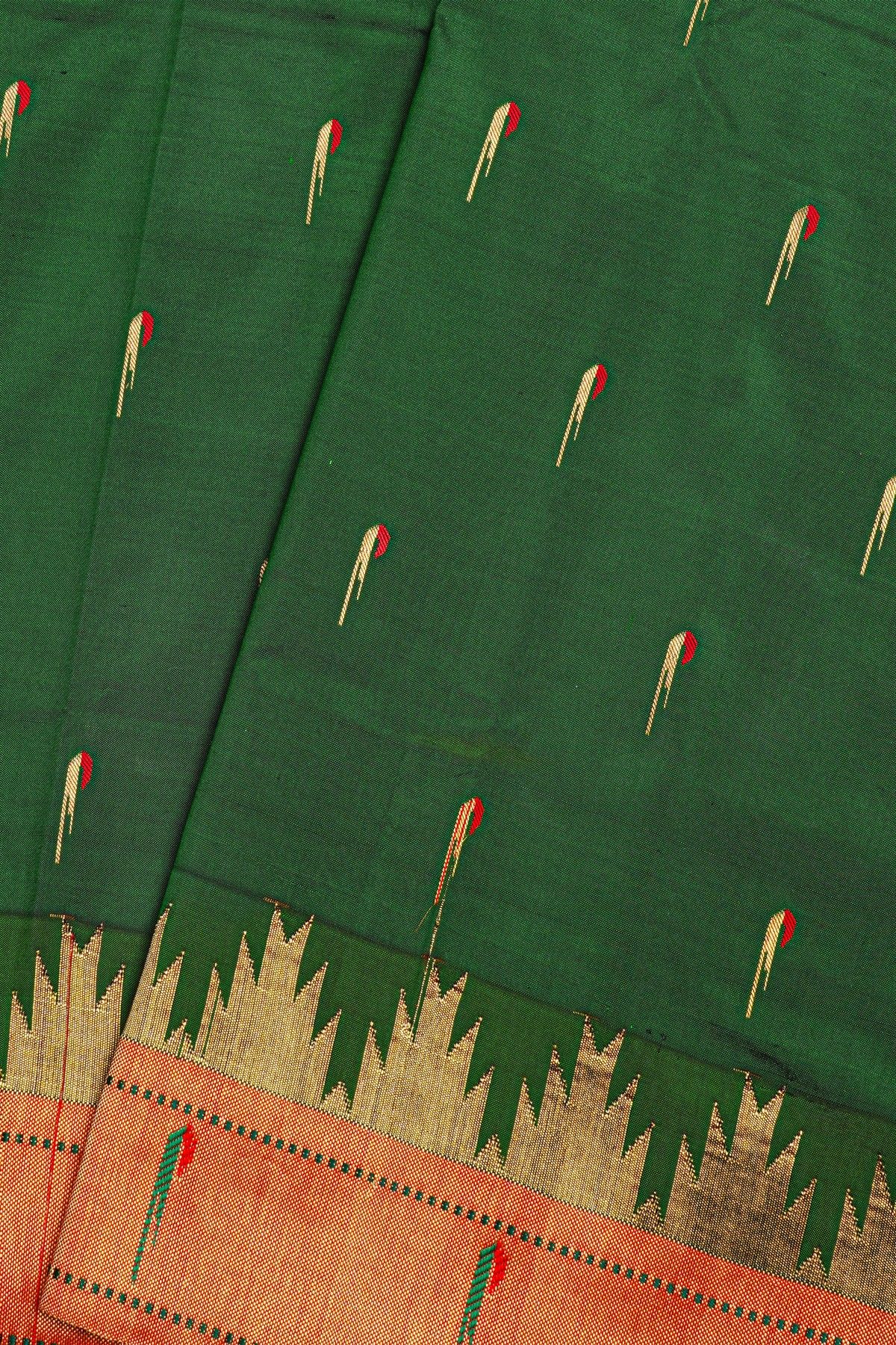 Paithani Silk Bottle Green Saree