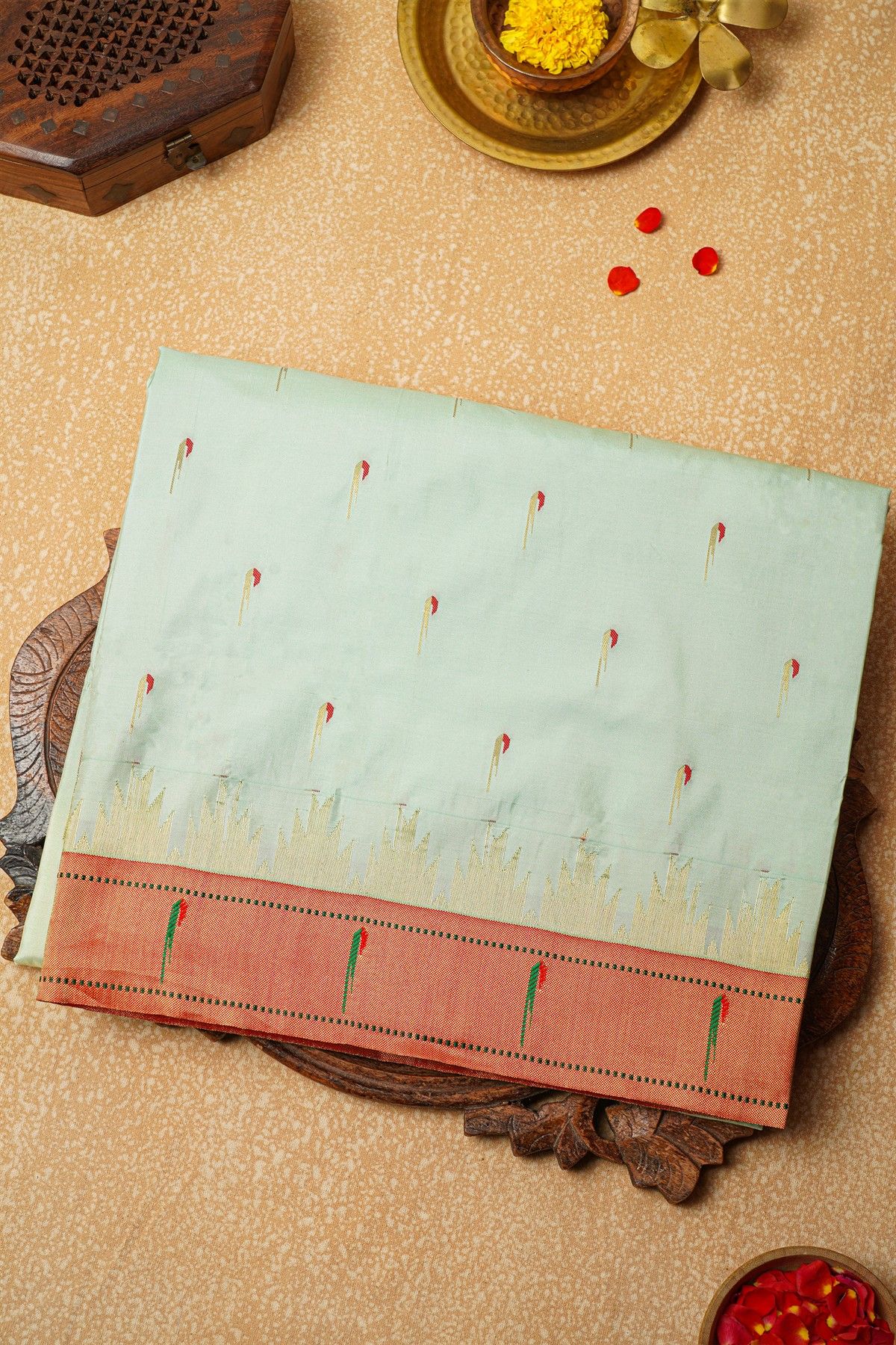 Paithani Silk Tiffany Blue Saree