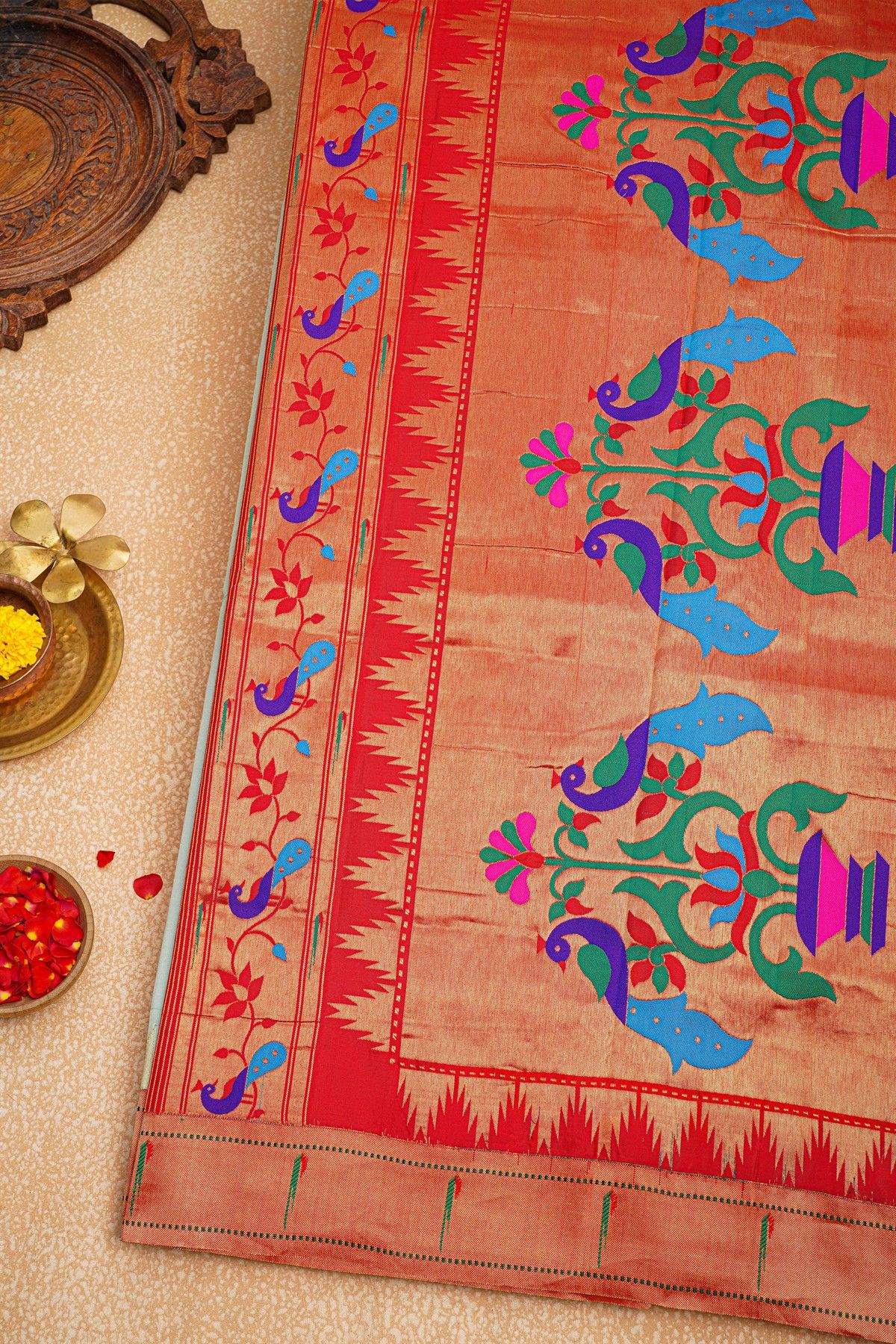 Paithani Silk Tiffany Blue Saree