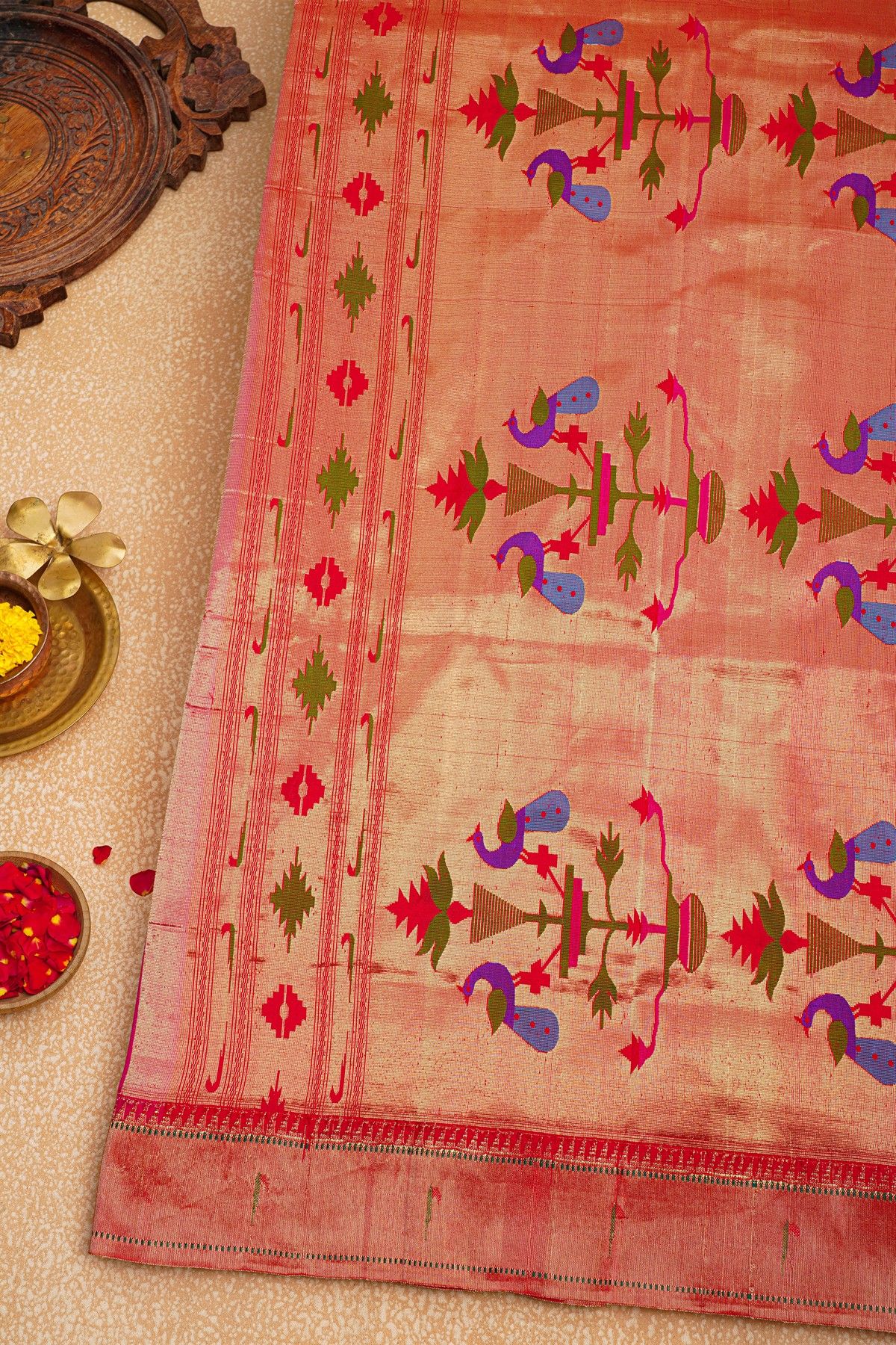Paithani Silk Rani Pink Saree