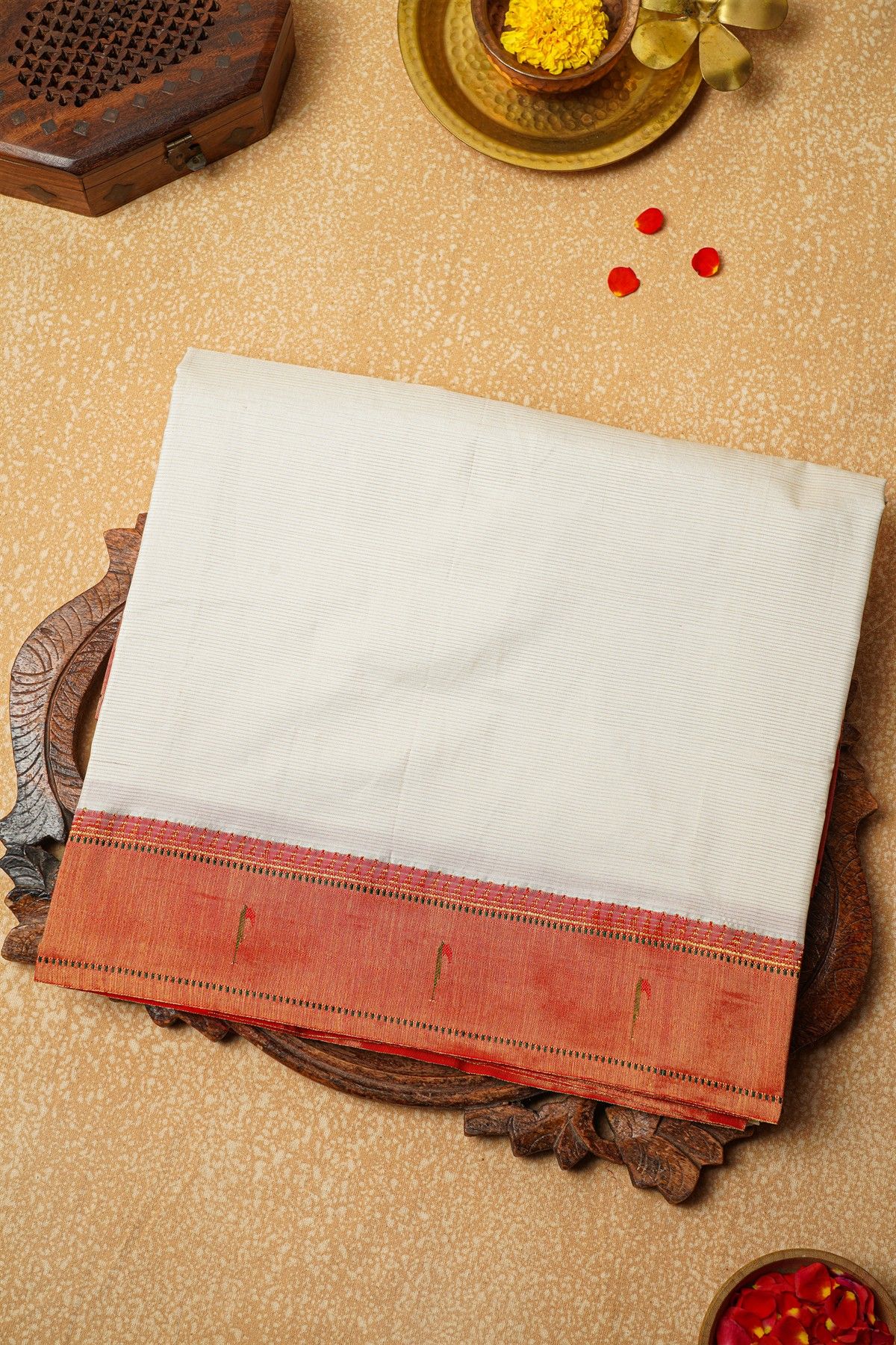 Paithani Silk Off White Saree