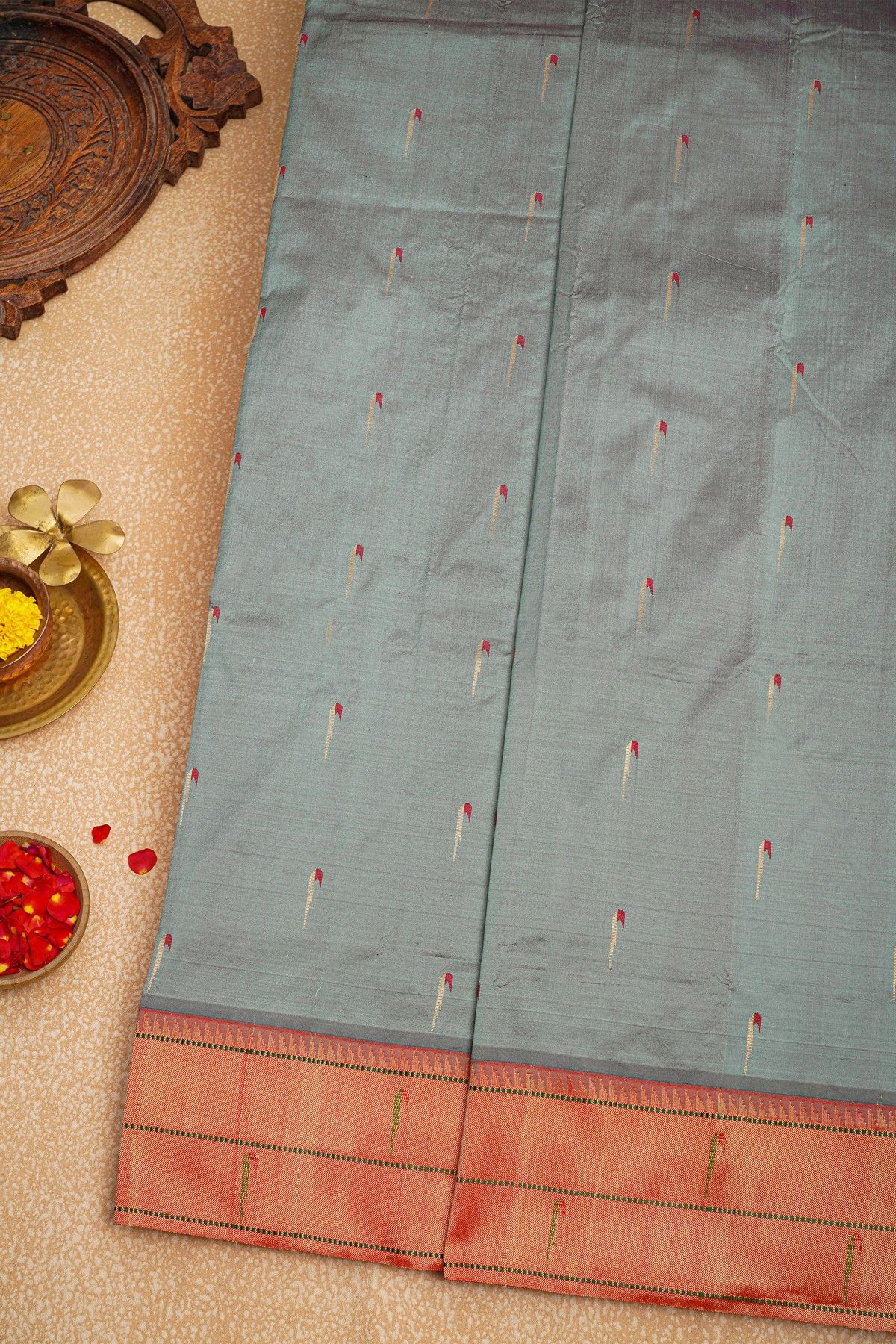Paithani Silk Grey Saree