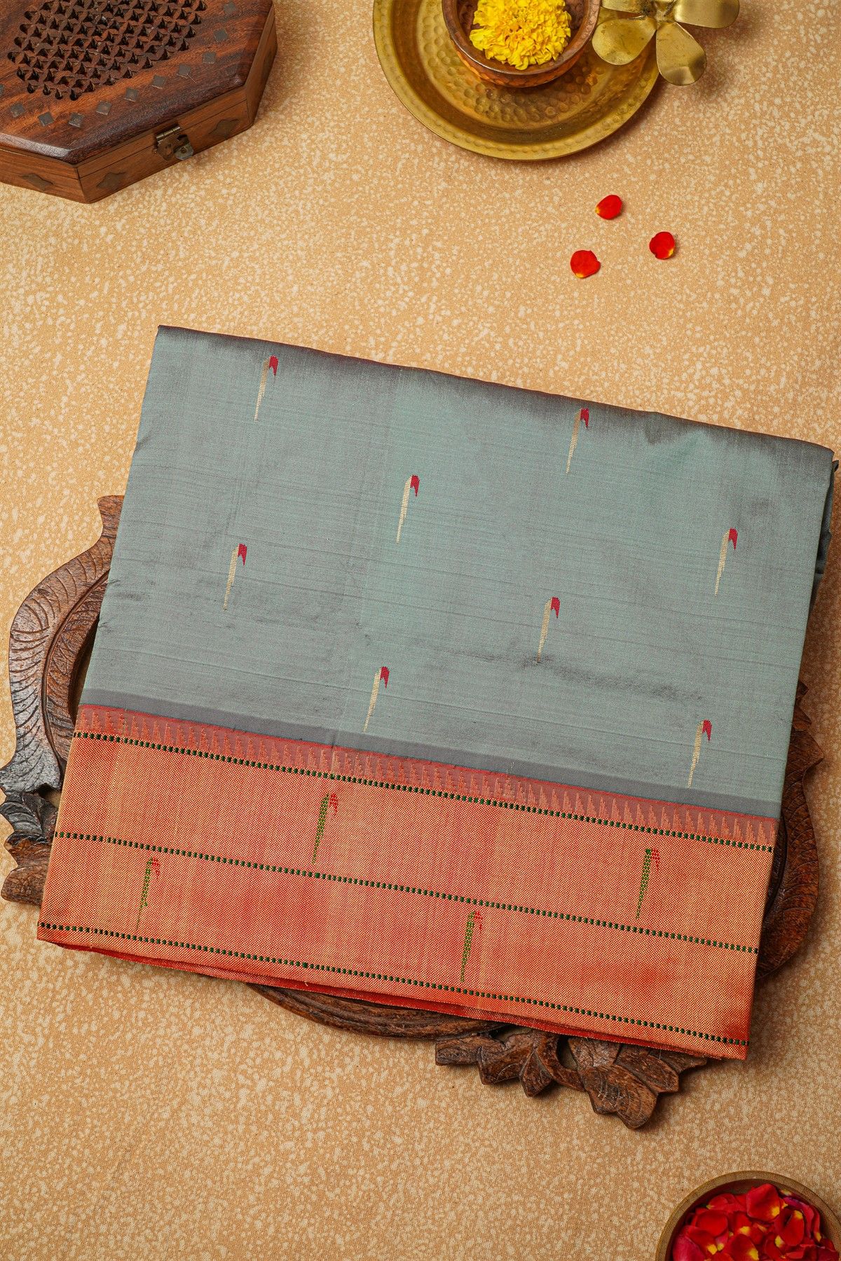 Paithani Silk Grey Saree