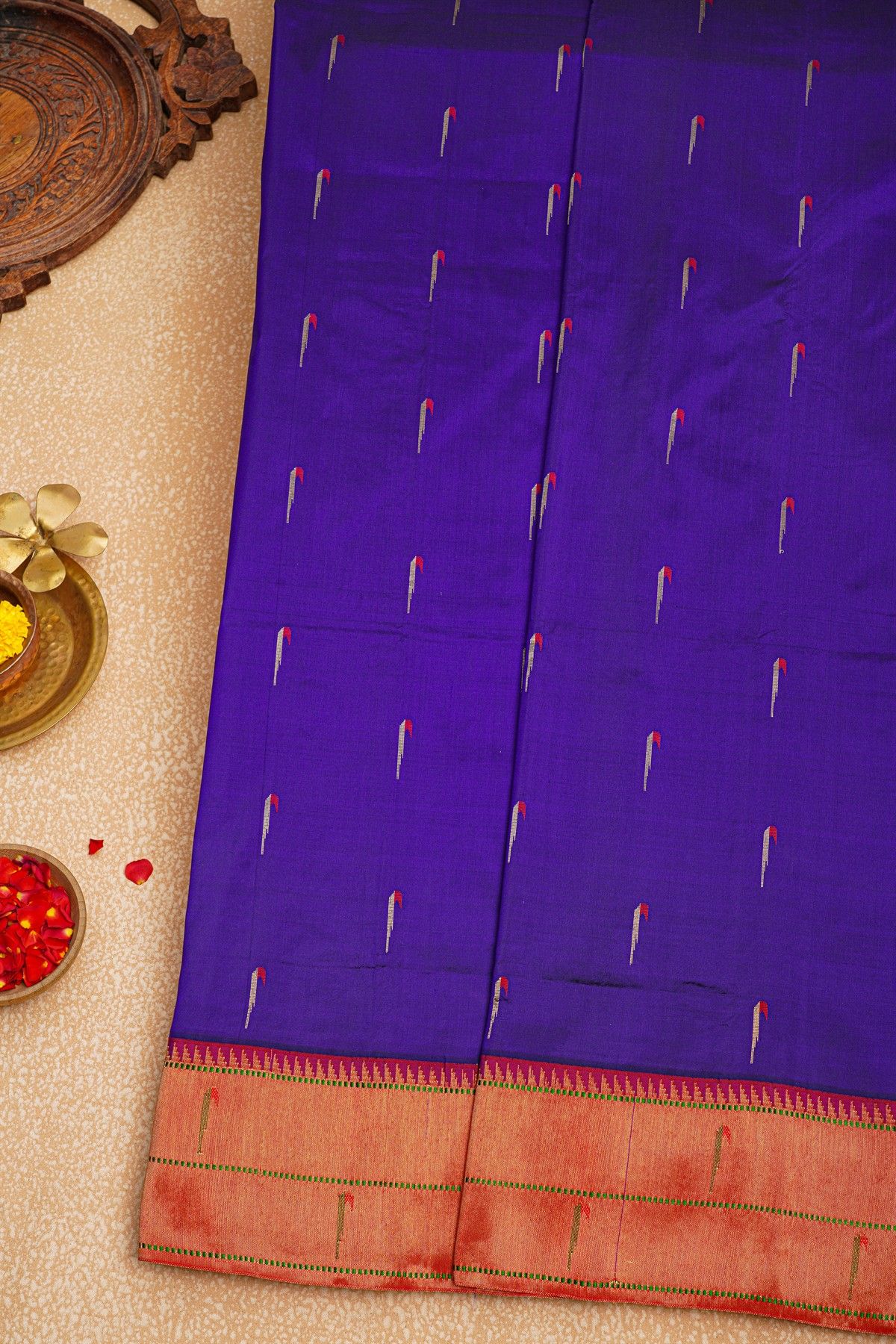 Paithani Silk Royal Blue Saree