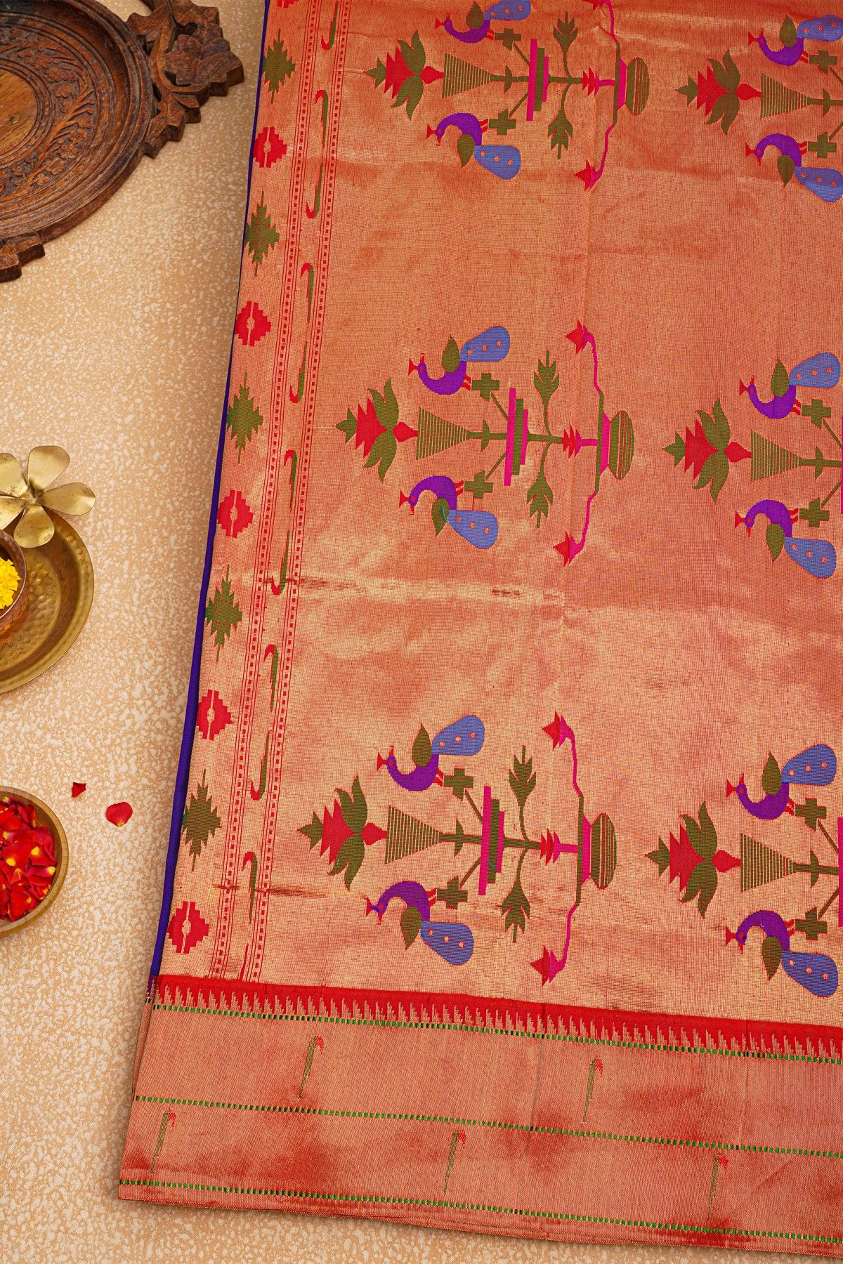 Paithani Silk Royal Blue Saree