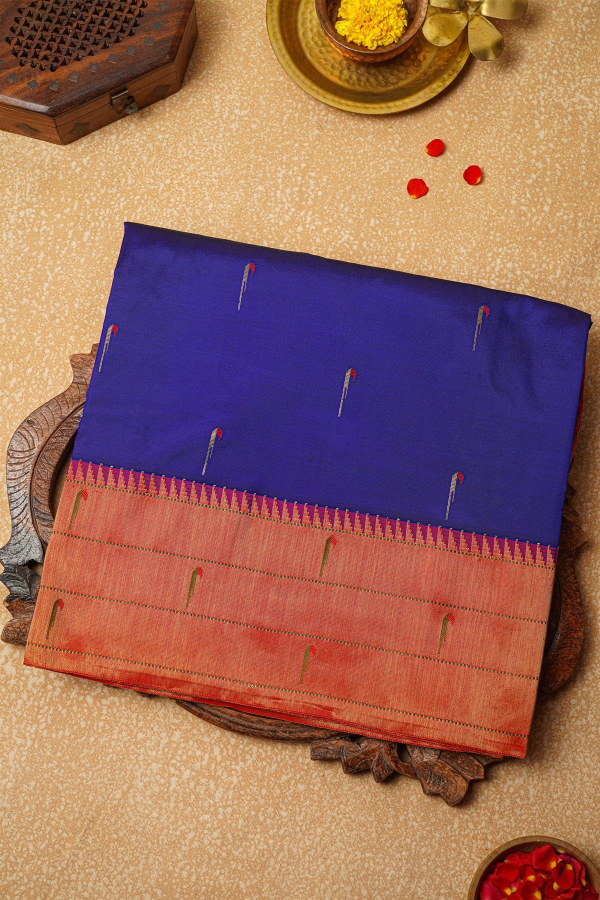 Paithani Silk Royal Blue Saree