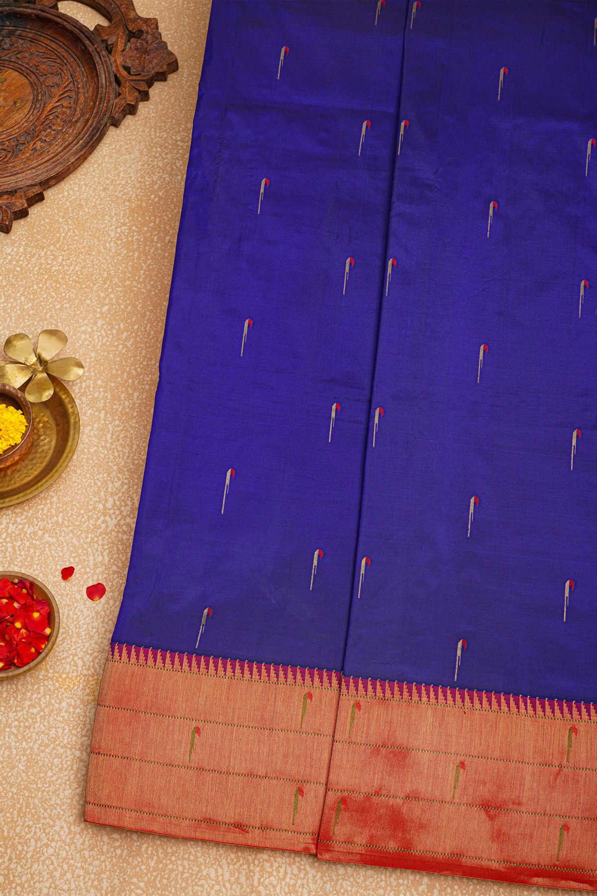 Paithani Silk Royal Blue Saree