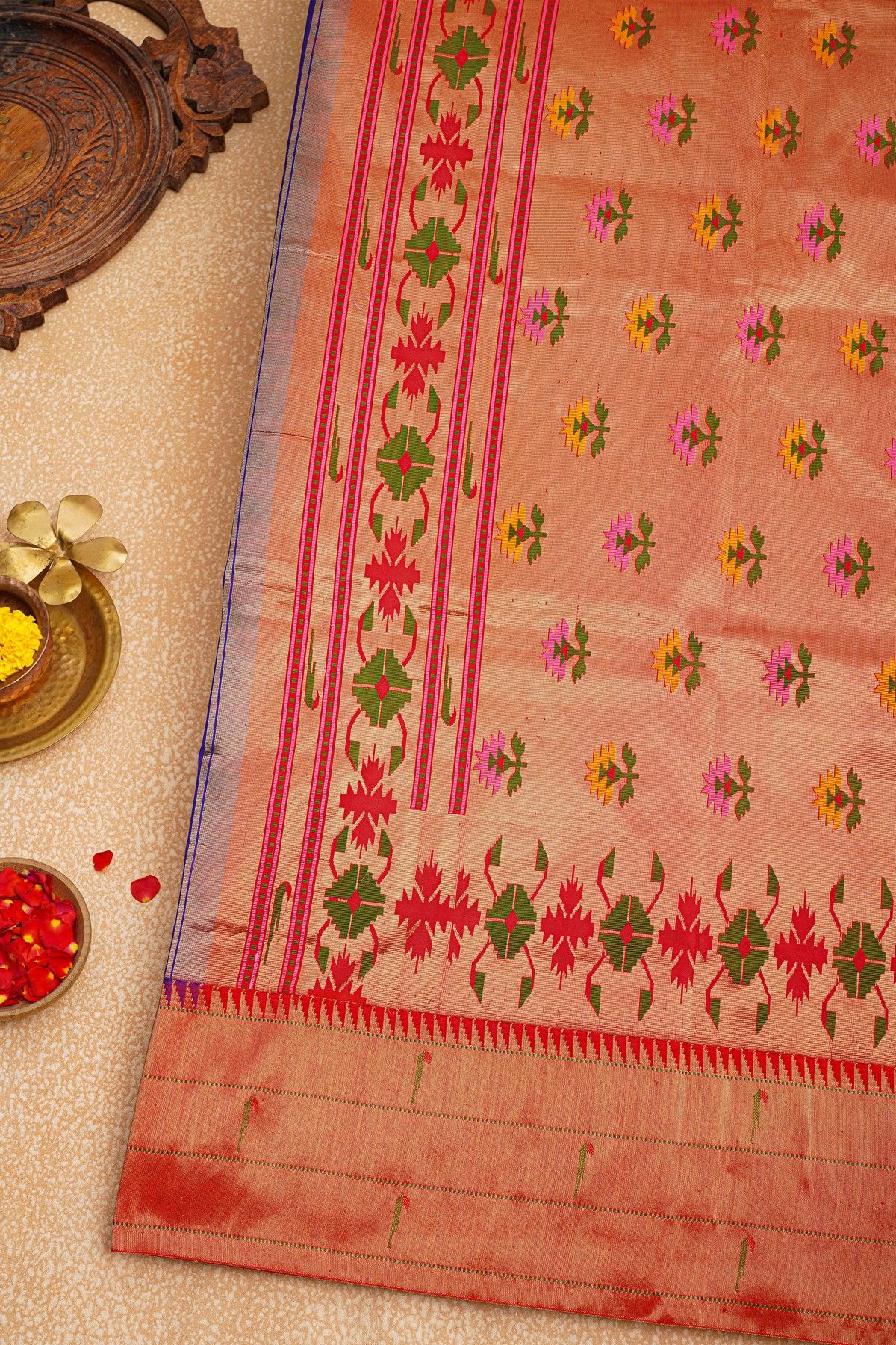 Paithani Silk Royal Blue Saree