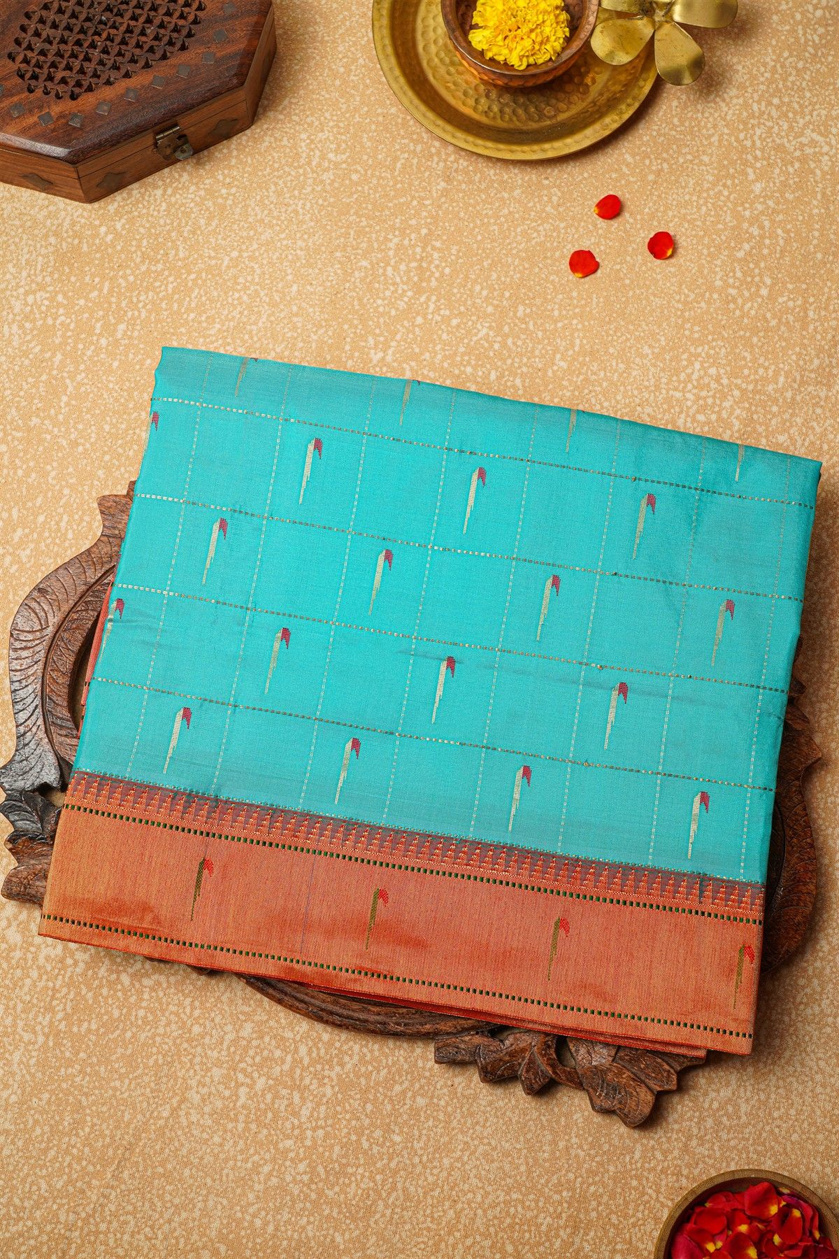 Paithani Silk Sky blue Saree