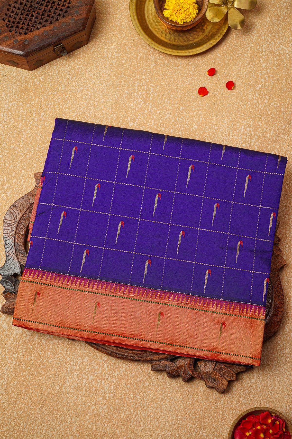 Paithani Silk Navy Blue Saree