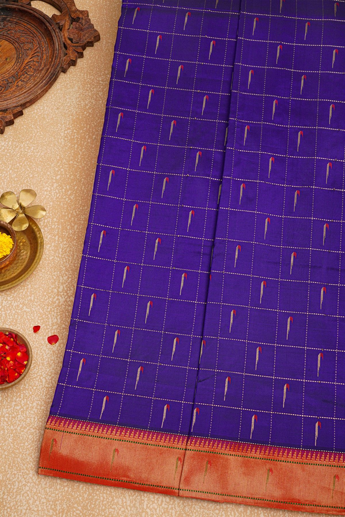 Paithani Silk Navy Blue Saree