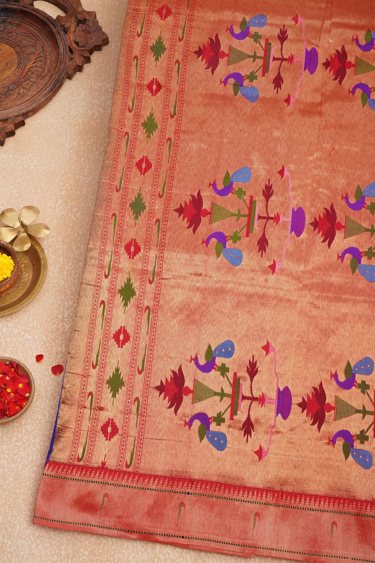 Paithani Silk Navy Blue Saree