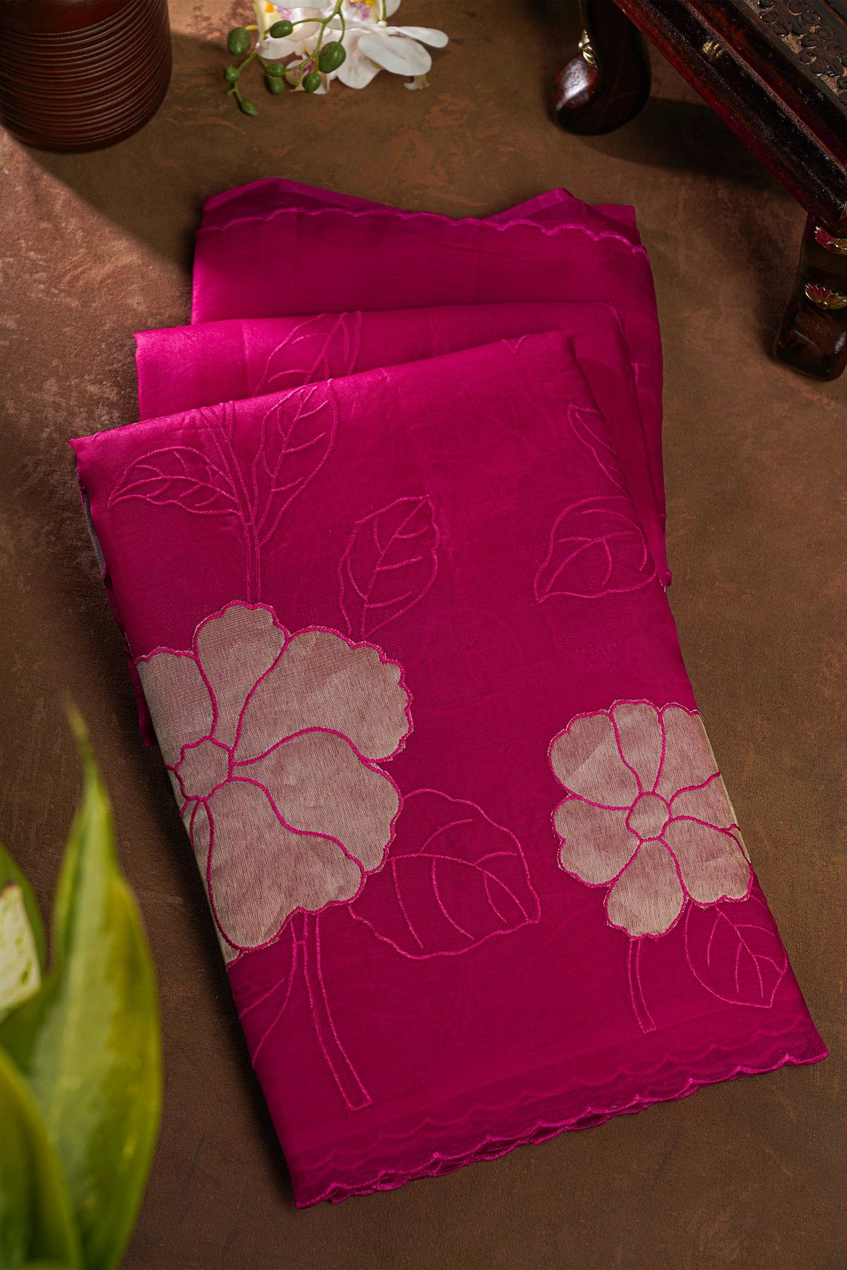 Designer Organza Magenta Saree