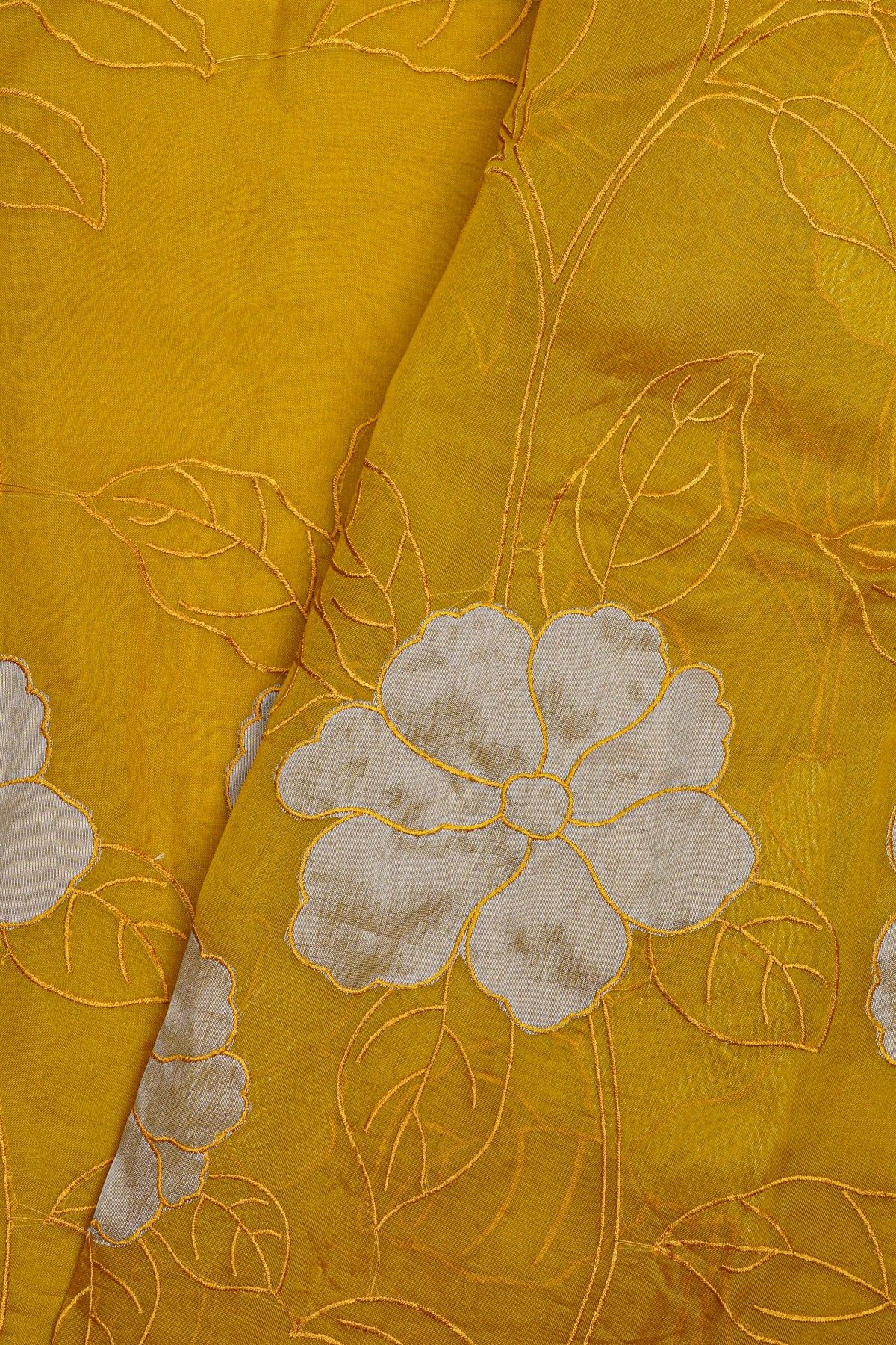Designer Organza Yellow Saree
