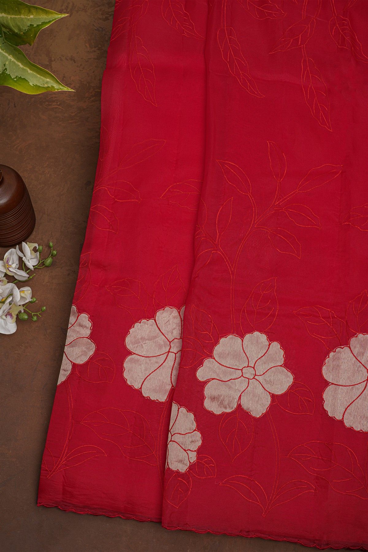 Fancy Organza Red Saree