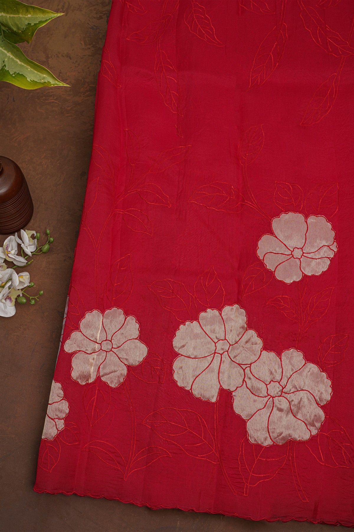 Fancy Organza Red Saree