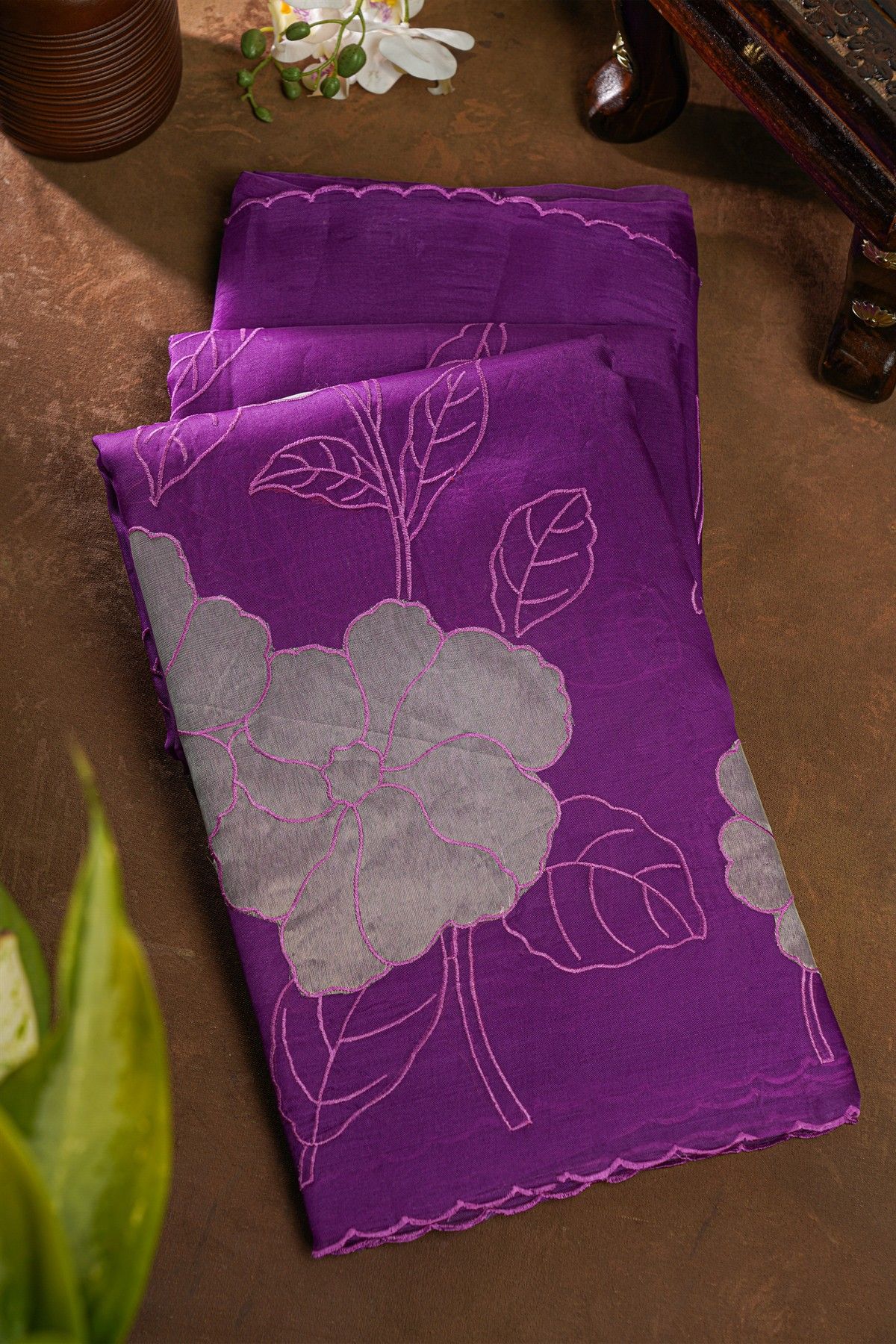 Fancy Organza Purple Saree