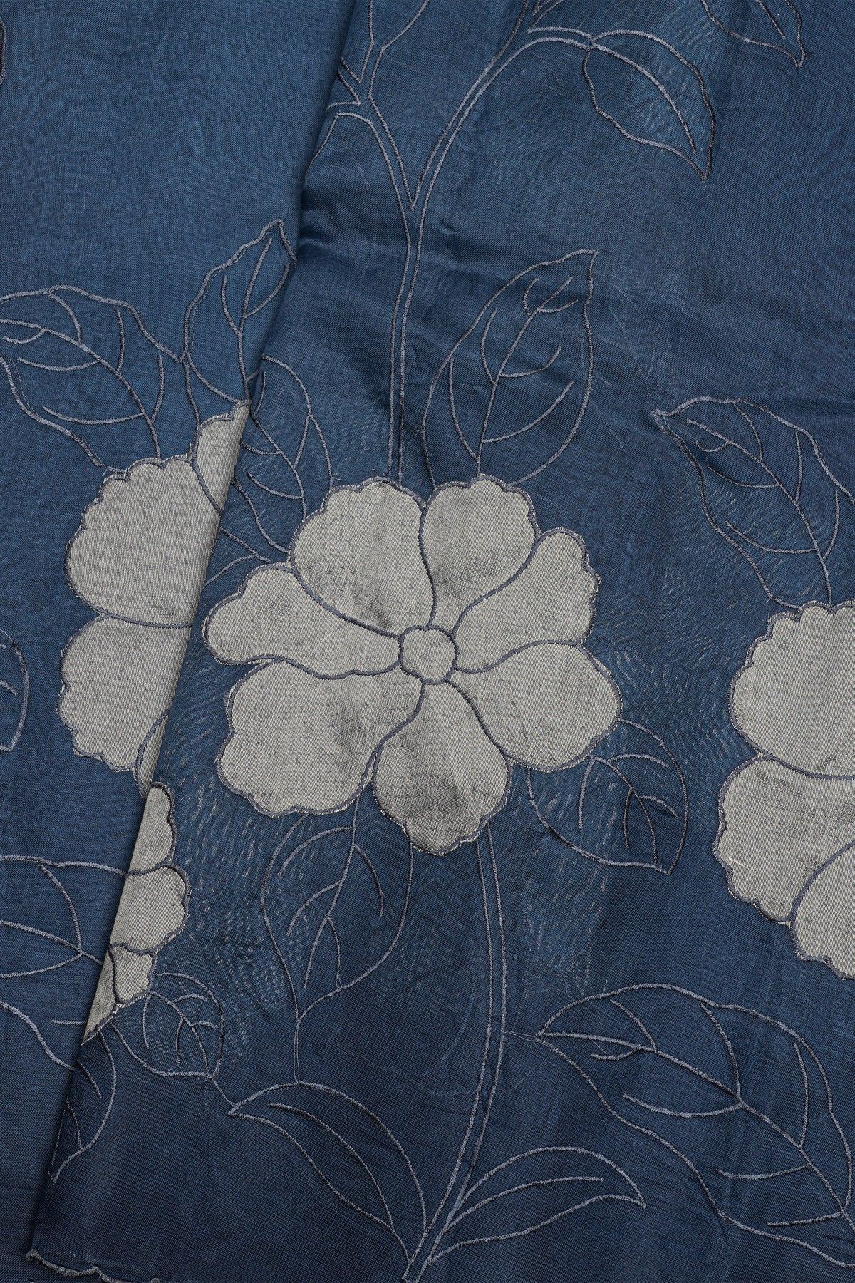 Fancy Organza Navy Blue Saree