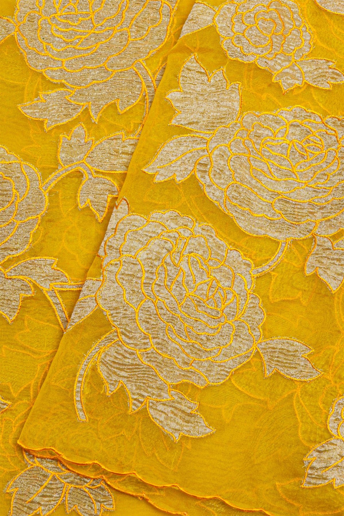 Fancy Organza Yellow Saree