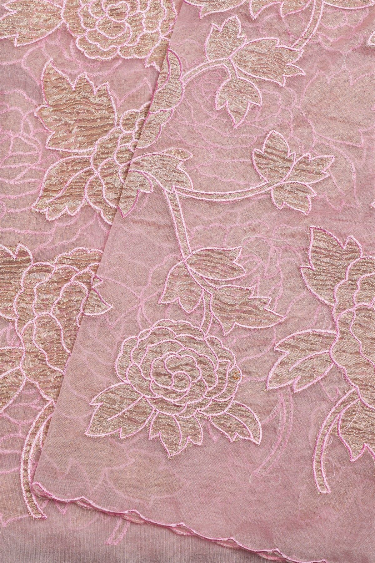 Fancy Organza Baby Pink Saree