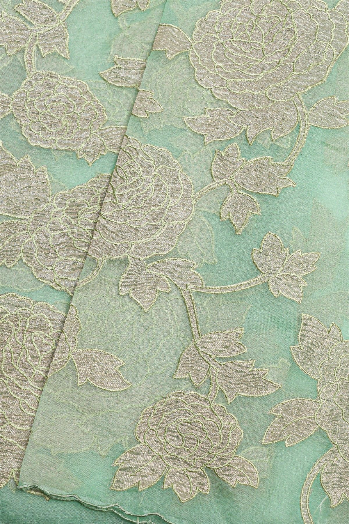 Fancy Organza Sea Green Saree