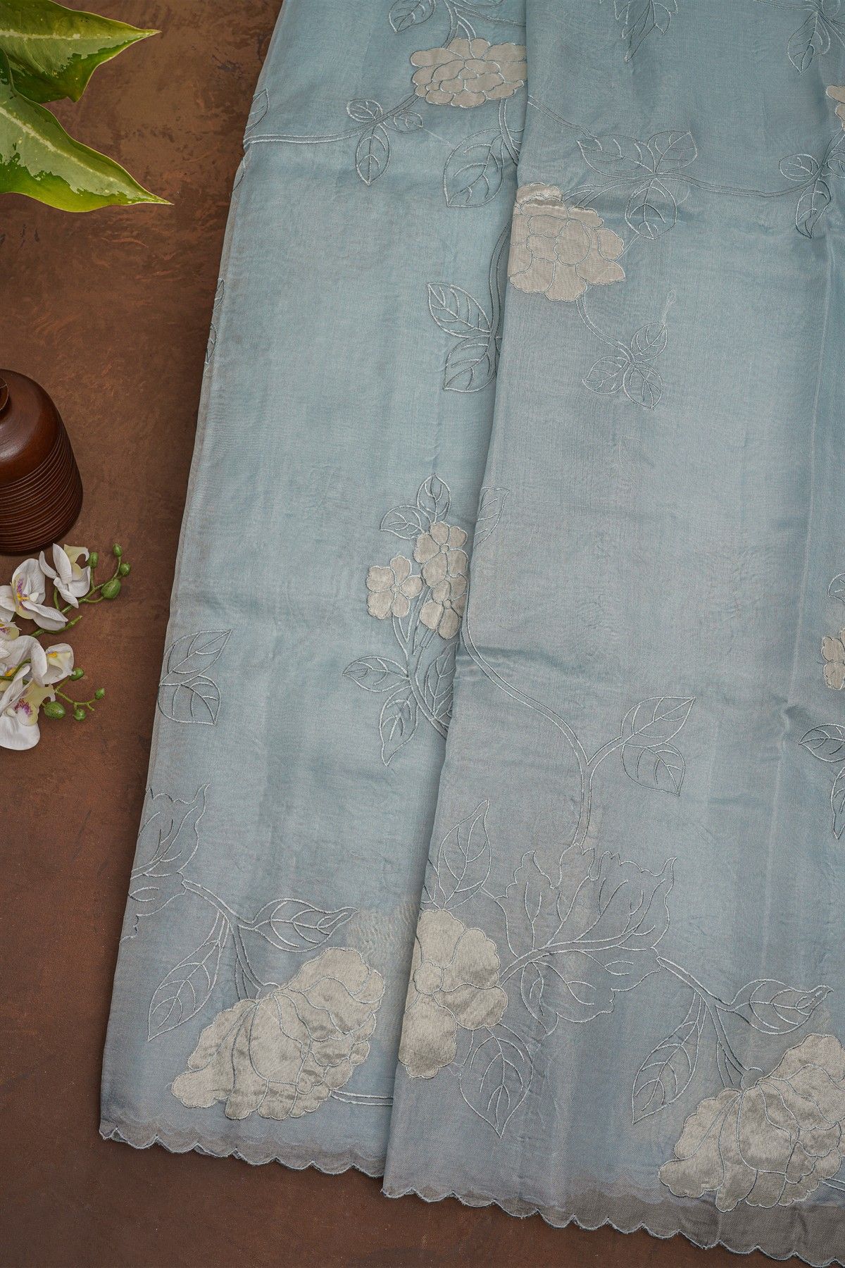 Designer Organza Grey Saree