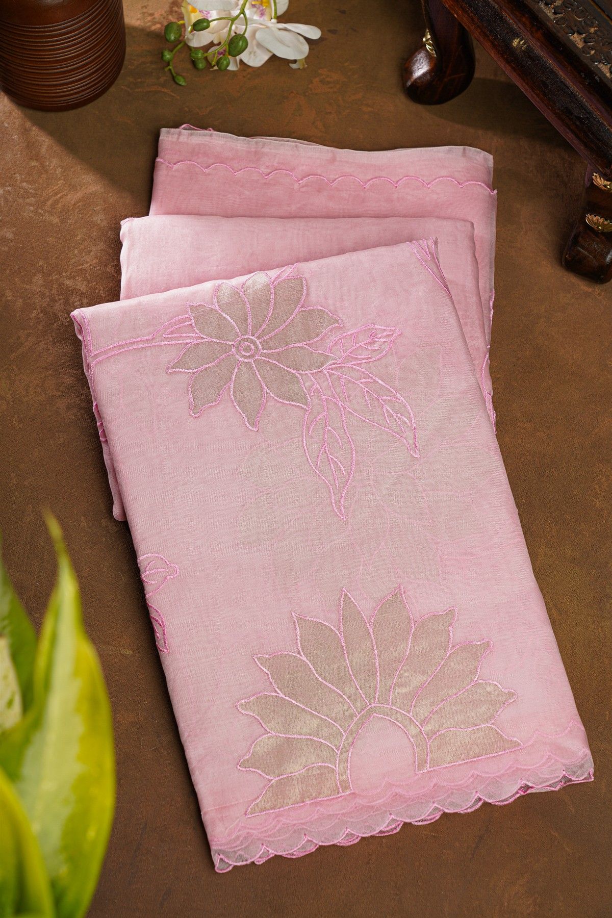 Designer Organza Pink Saree