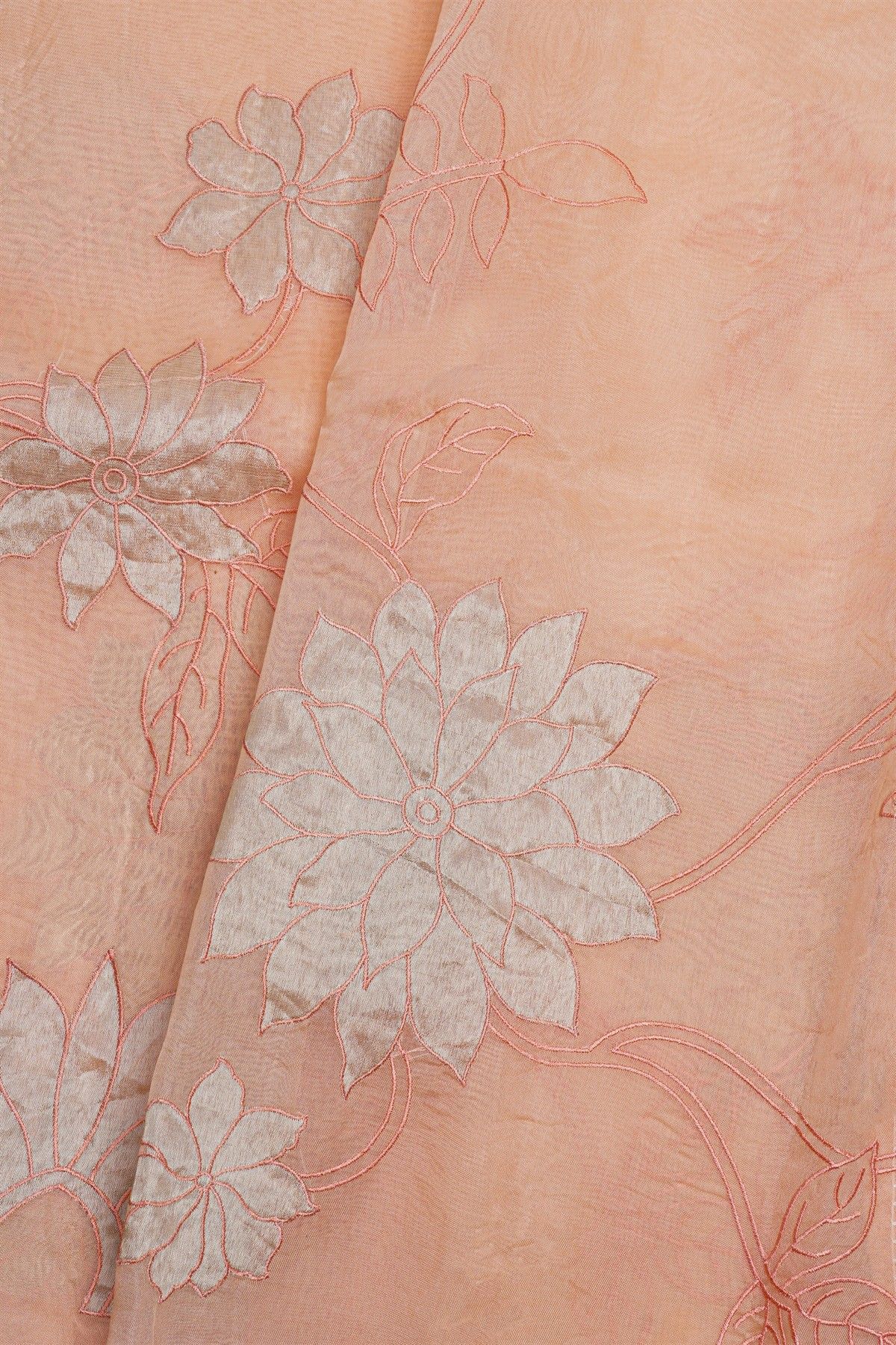 Designer Organza Peach Saree