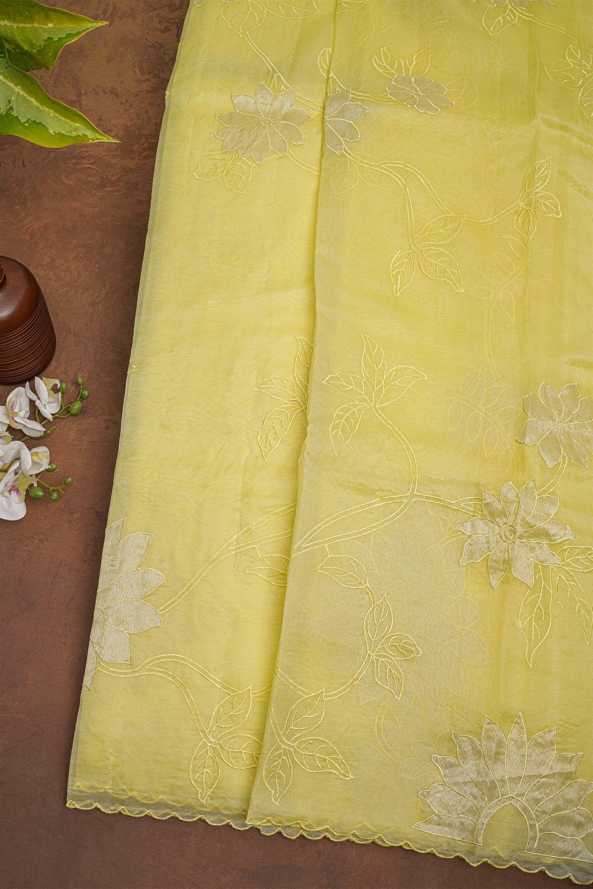 Designer Organza Yellow Saree