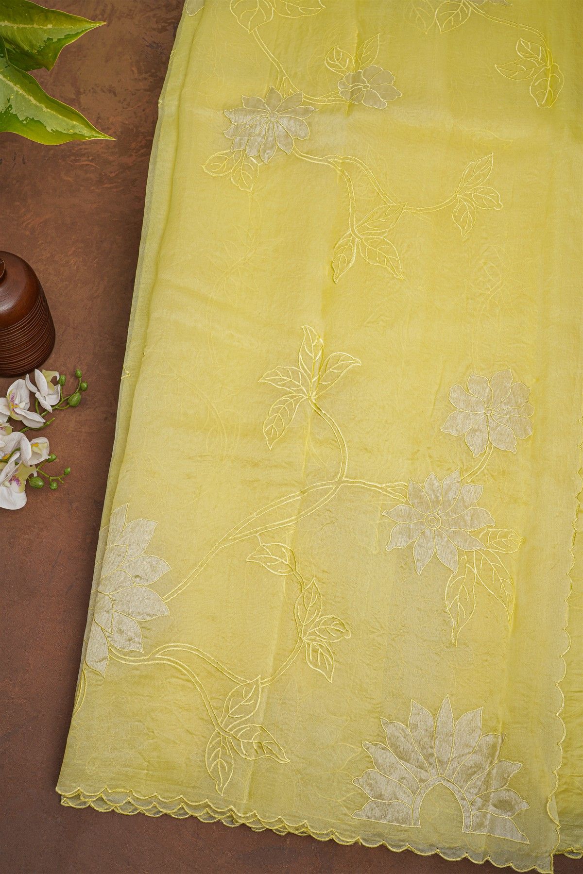 Designer Organza Yellow Saree