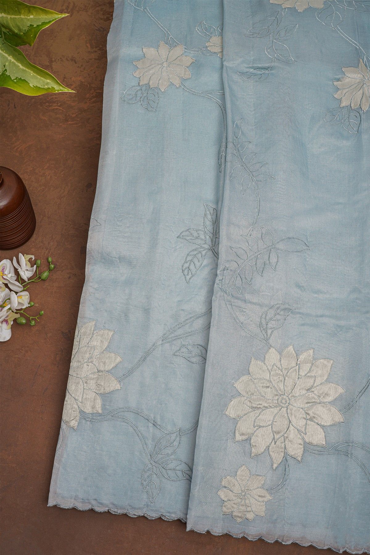 Designer Organza Ice Blue Saree