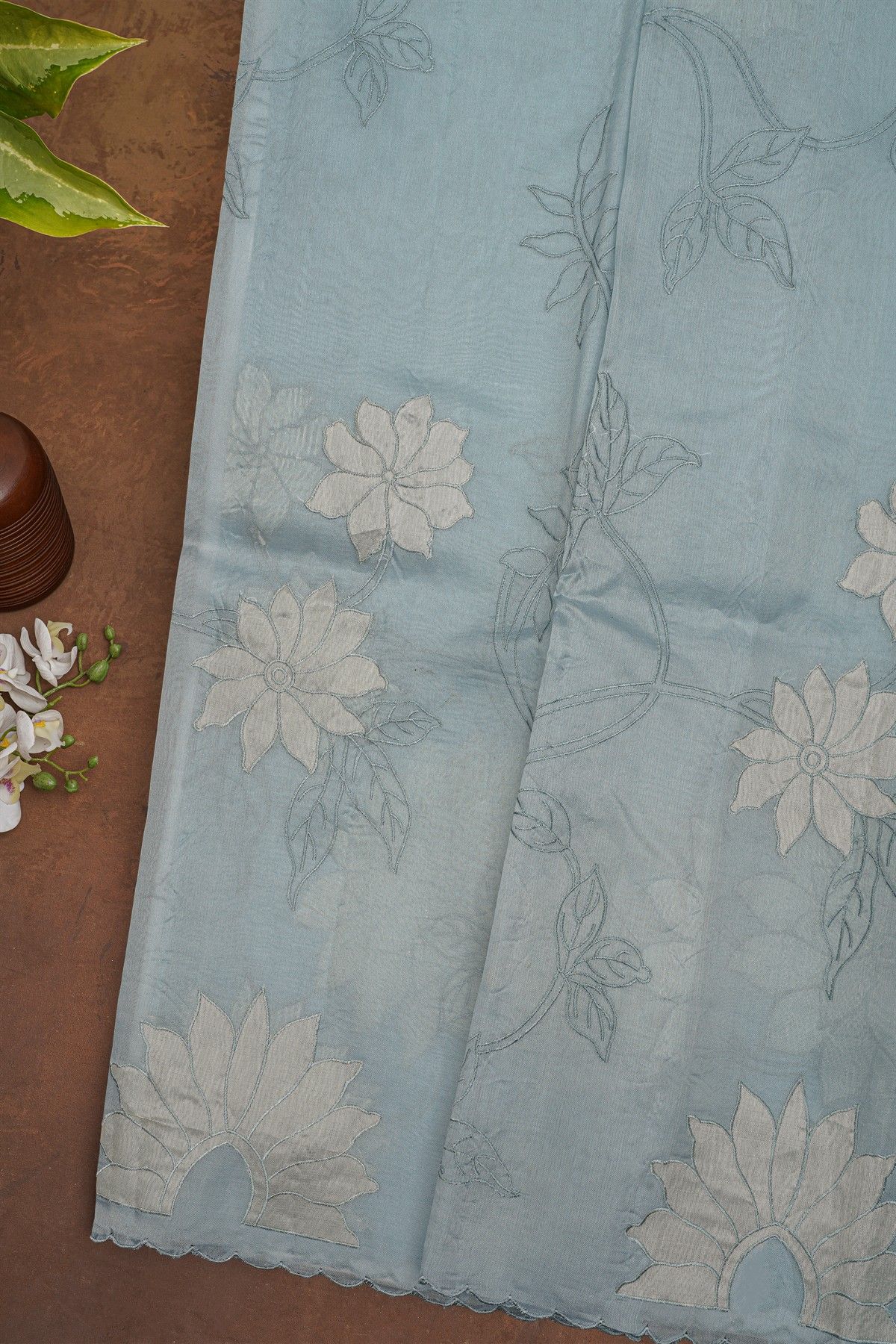 Designer Organza Ice Blue Saree