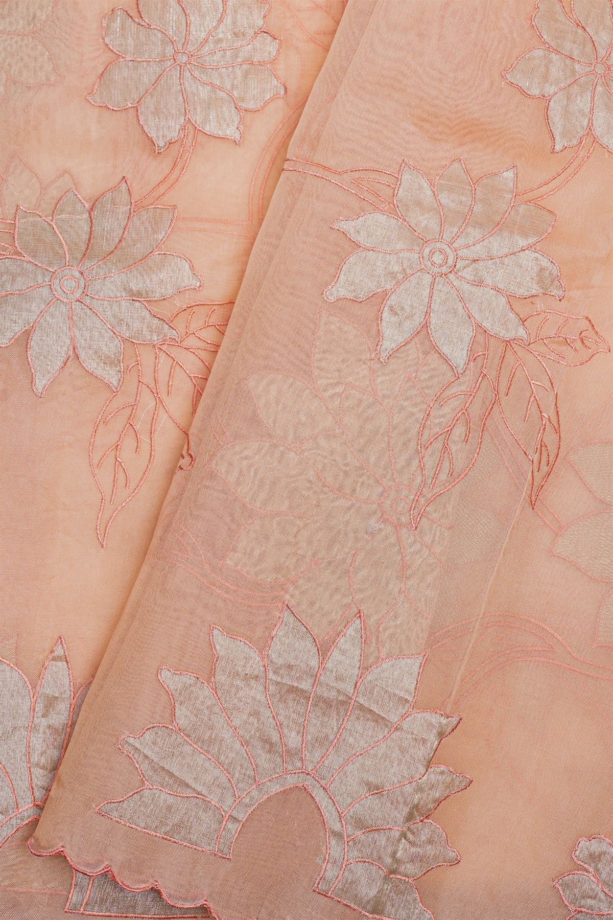 Designer Organza Peach Saree