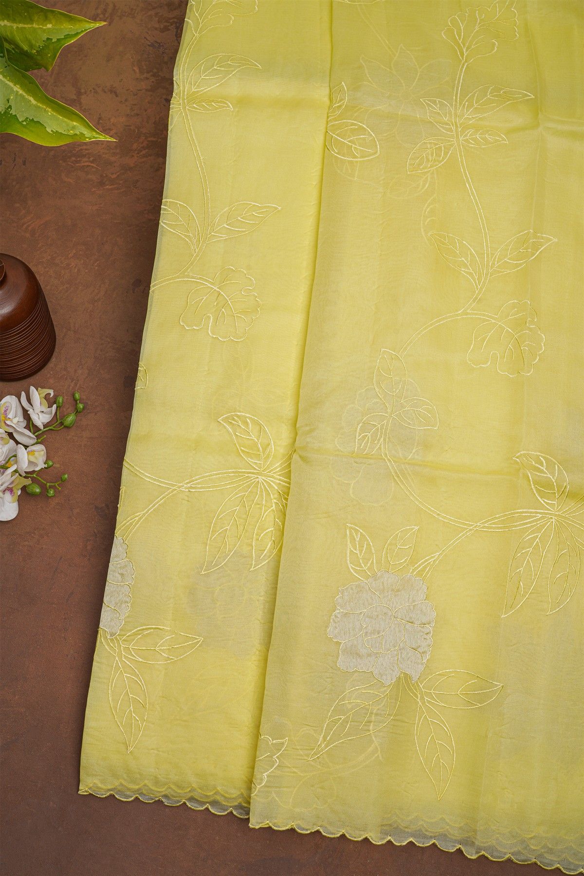 Designer Organza Yellow Saree