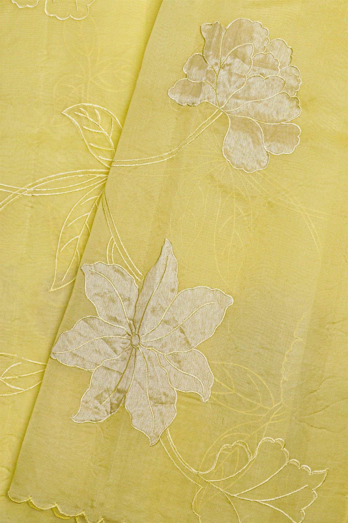 Designer Organza Yellow Saree