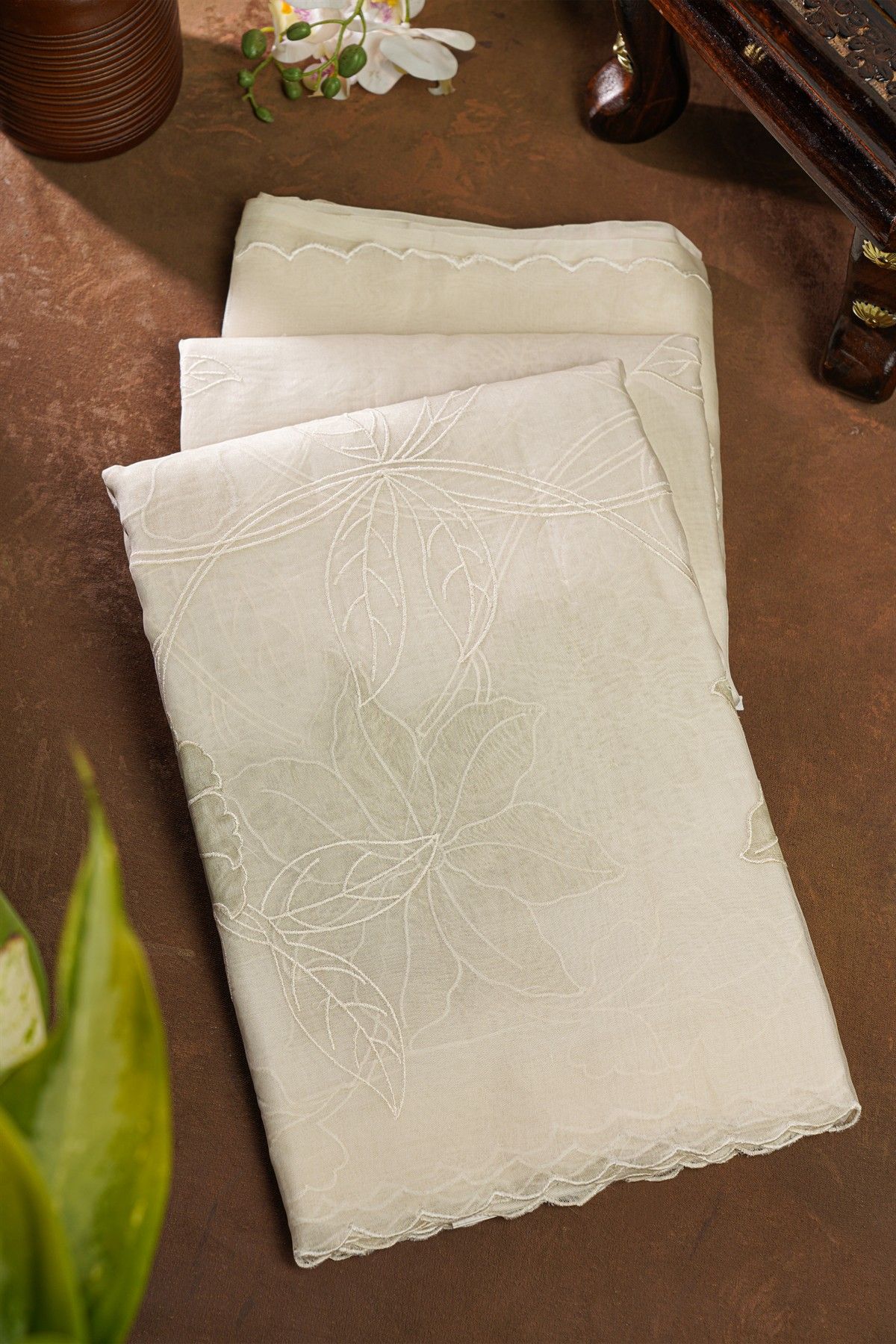 Fancy Organza Cream Saree