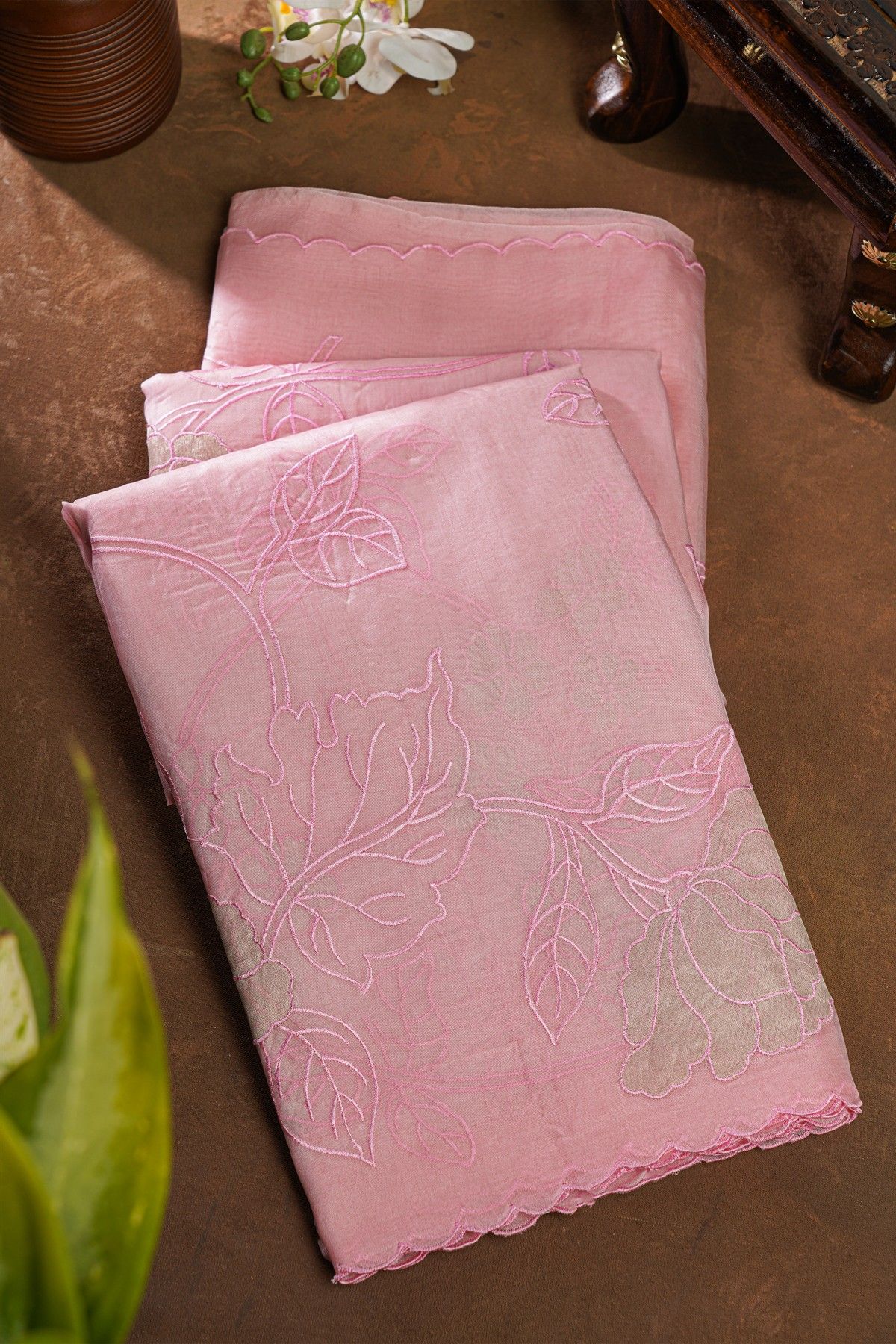 Designer Organza Light Pink Saree