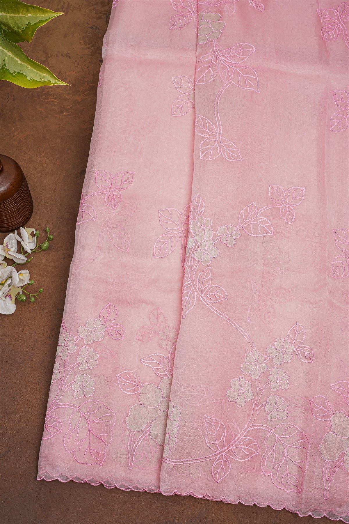 Designer Organza Light Pink Saree