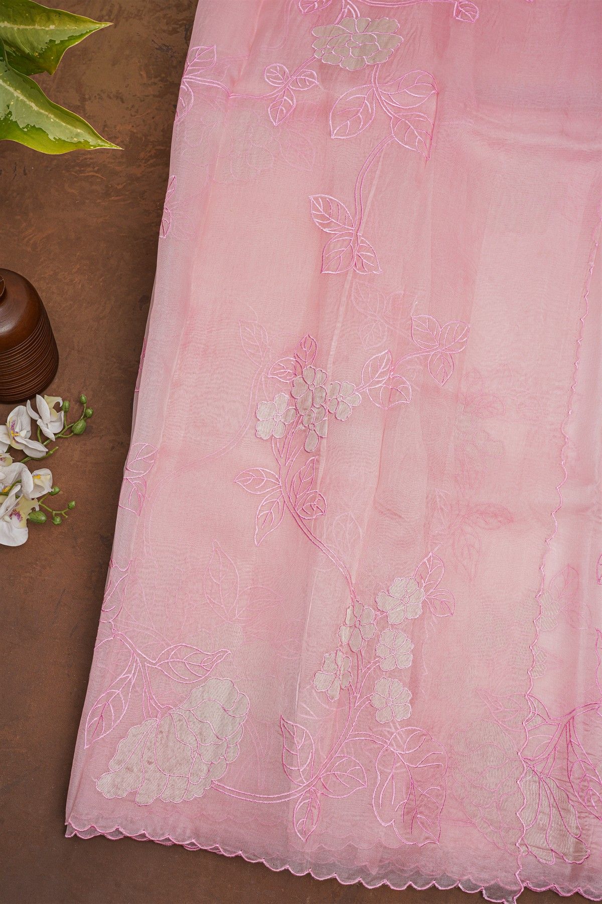 Designer Organza Light Pink Saree