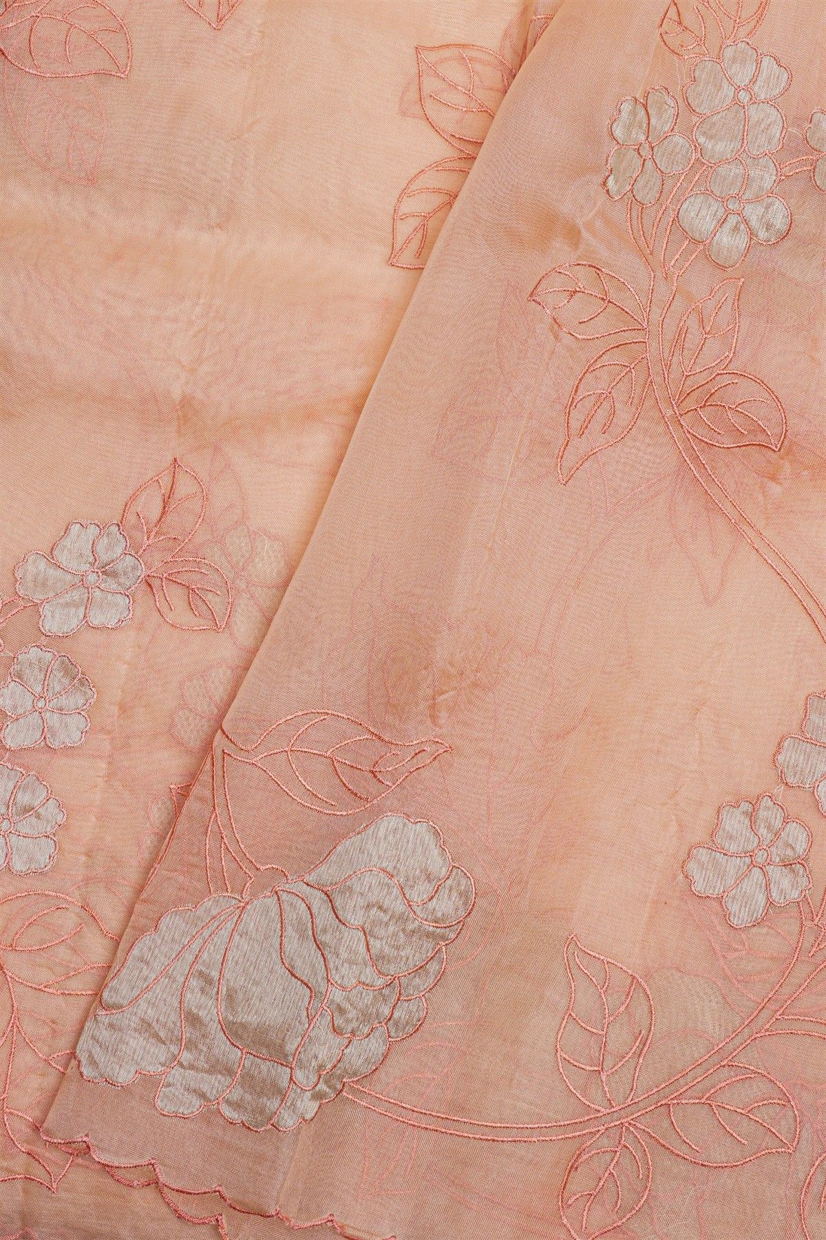 Designer  Organza Peach Saree