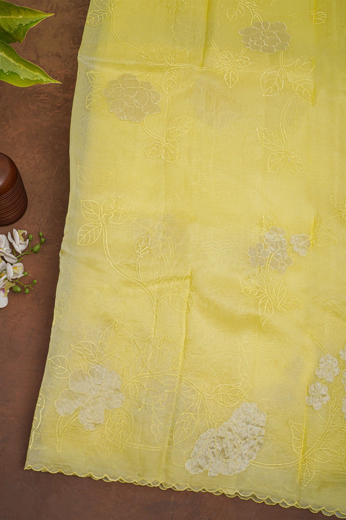 Designer Organza Yellow Saree