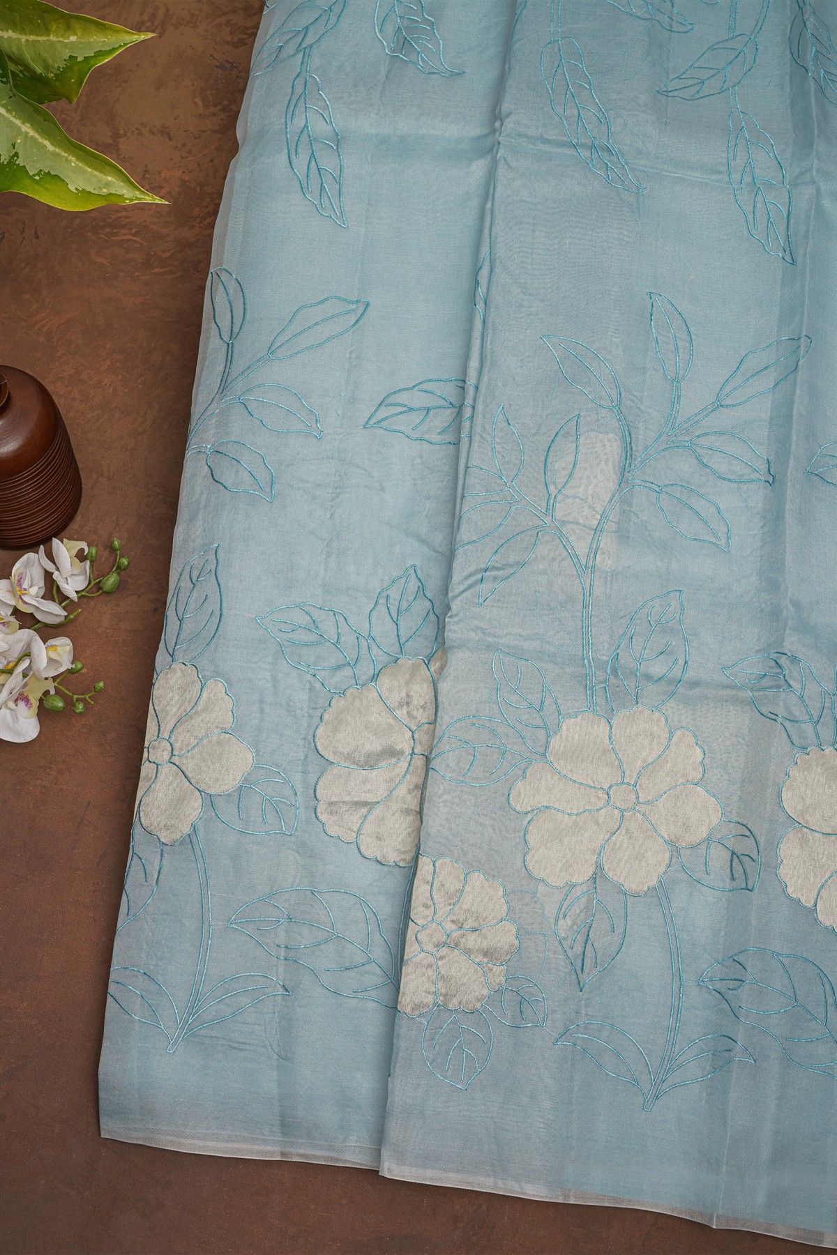 Designer Organza Blue Saree