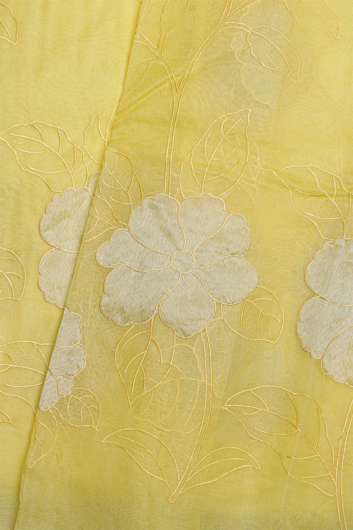 Designer Organza Yellow Saree