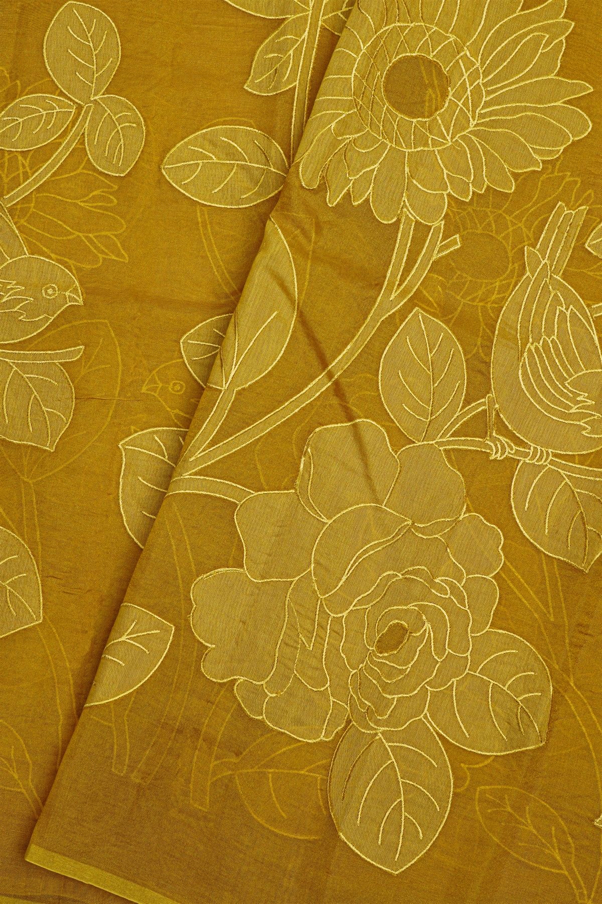 Designer Organza Mustard Saree