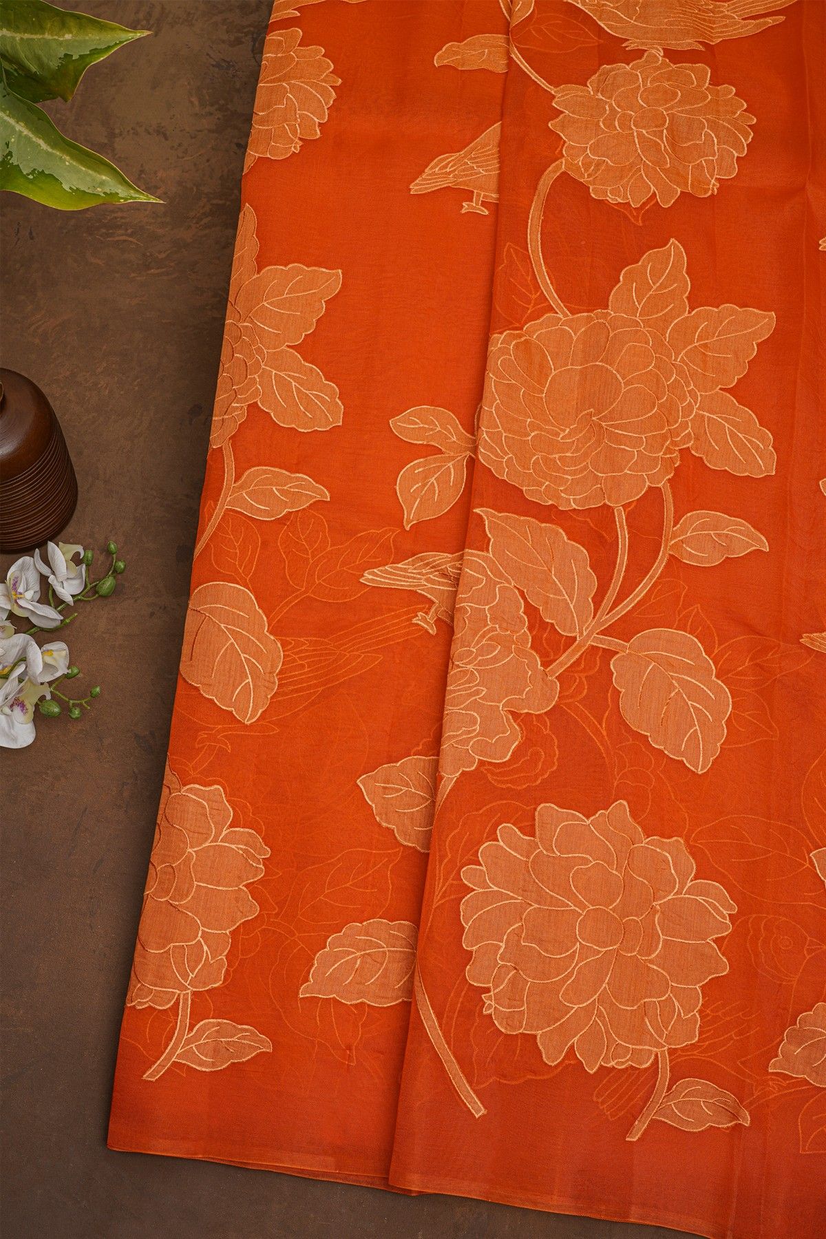 Designer Organza Orange Saree